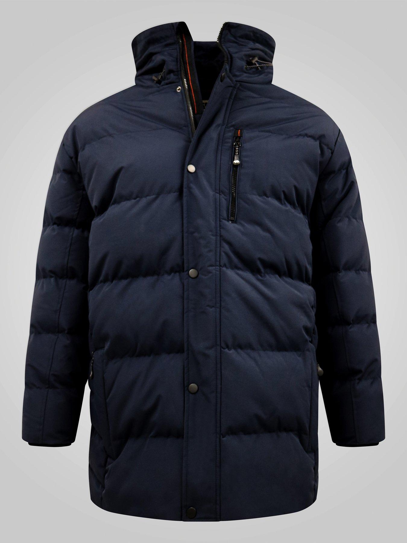 Image 7 of 7 of D555 Mens Quilted Padded Hooded Jacket - Navy