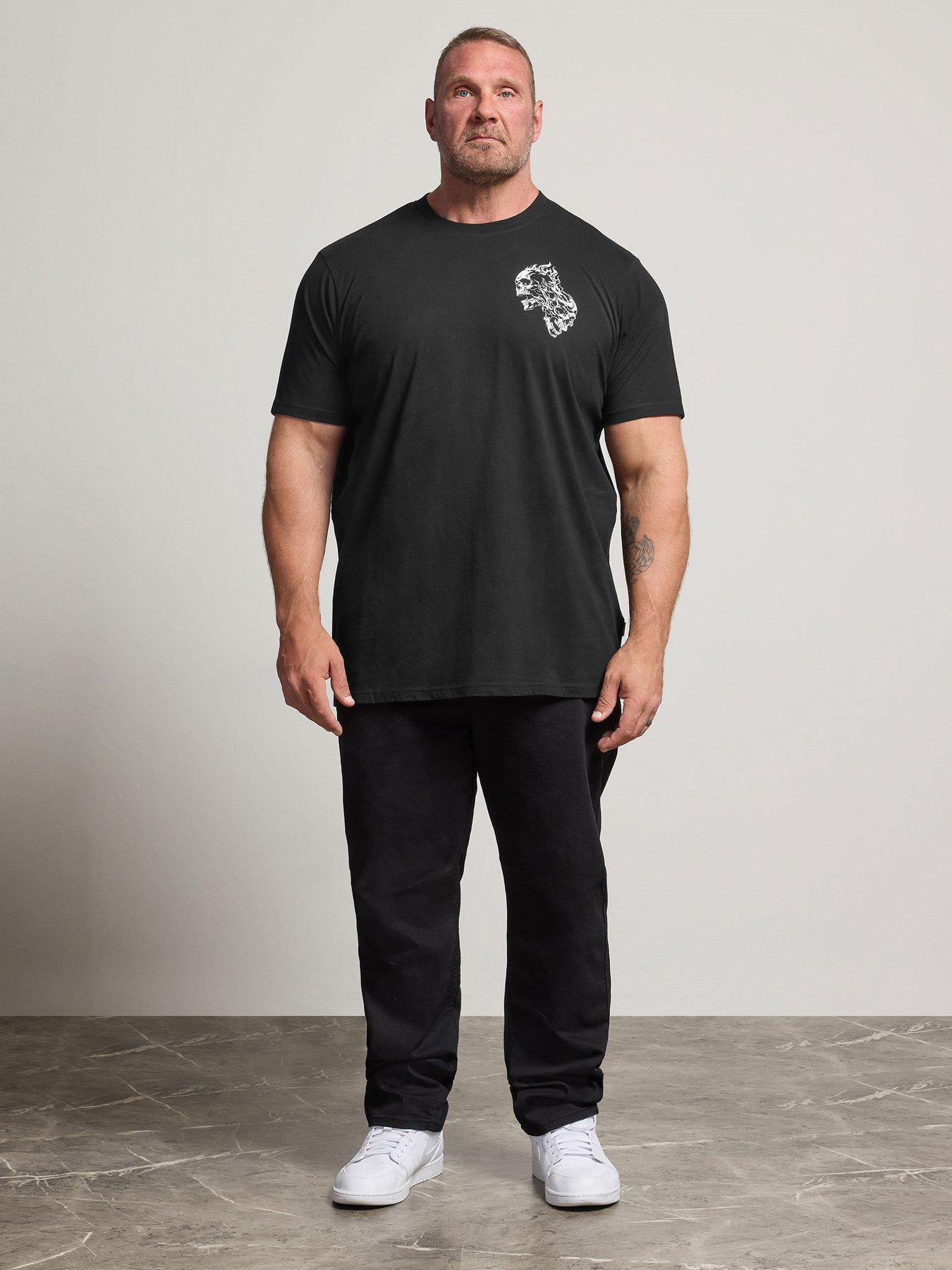 Image 3 of 4 of BadRhino Mens Big &amp; Tall Extra Long Flaming Skull T-Shirt - Black