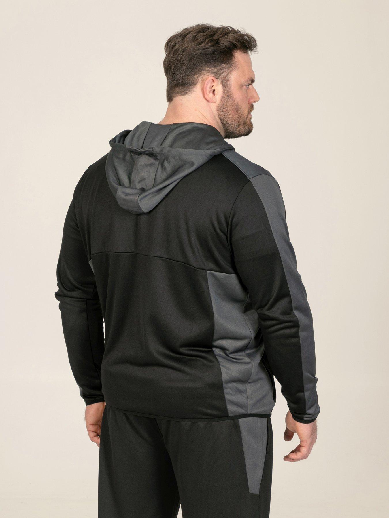 Image 2 of 7 of D555 Mens Big &amp; Tall Dry Wear Tricot Zip Through Hoodie - Black