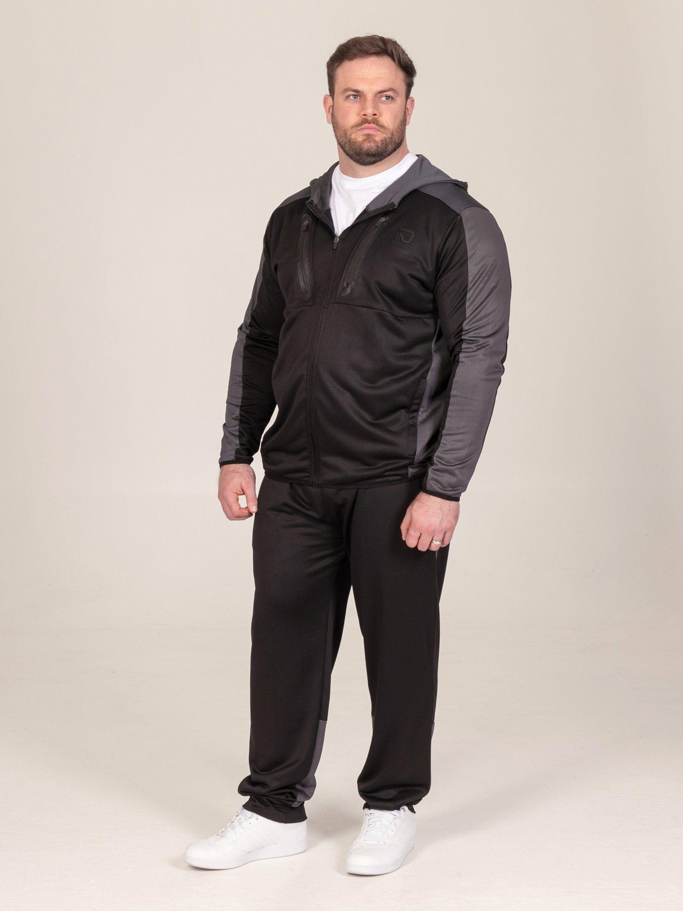 Image 3 of 7 of D555 Mens Big &amp; Tall Dry Wear Tricot Zip Through Hoodie - Black