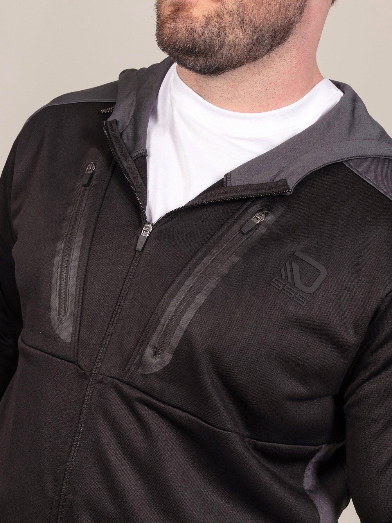 Image 4 of 7 of D555 Mens Big &amp; Tall Dry Wear Tricot Zip Through Hoodie - Black