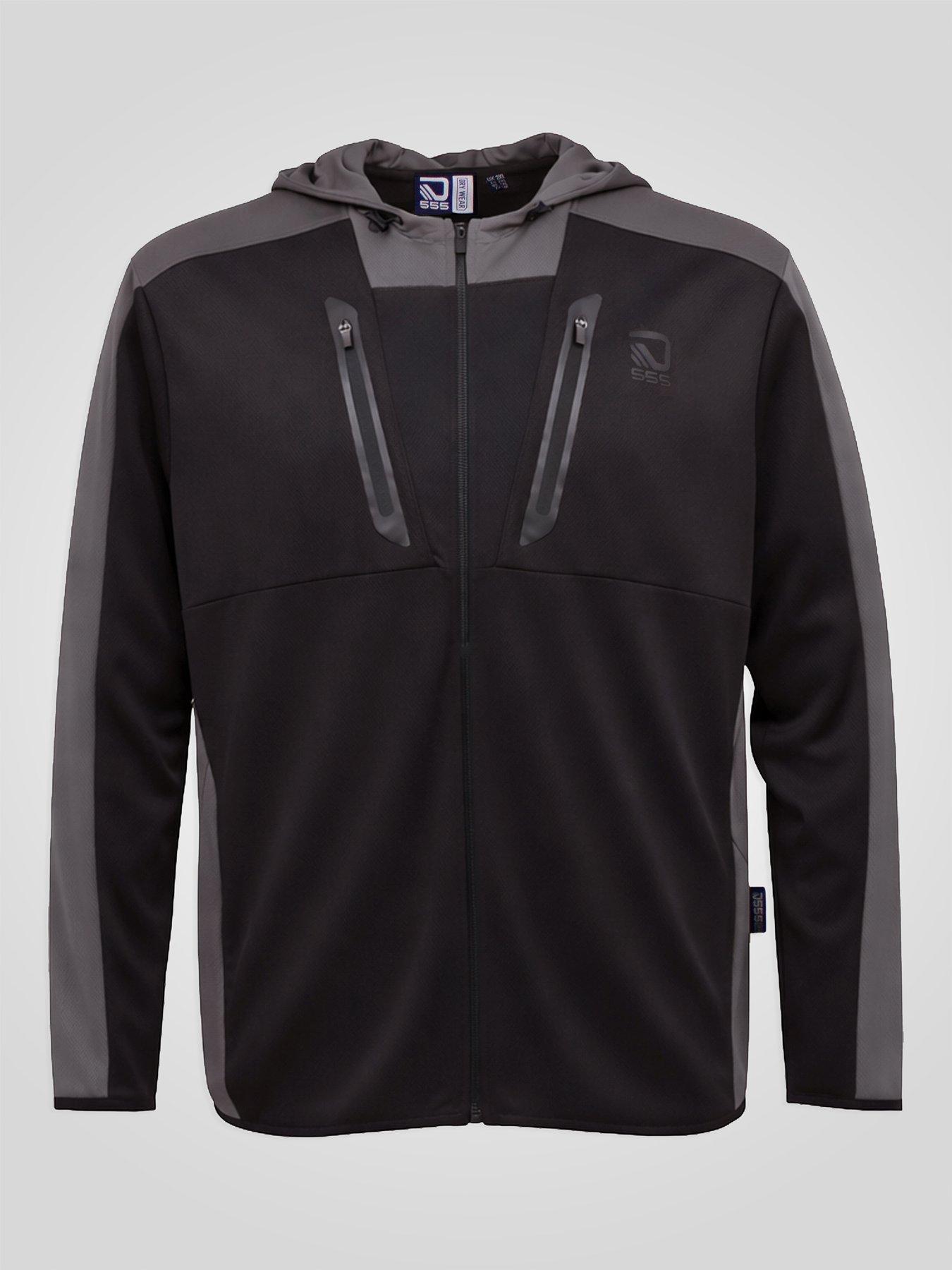 Image 7 of 7 of D555 Mens Big &amp; Tall Dry Wear Tricot Zip Through Hoodie - Black