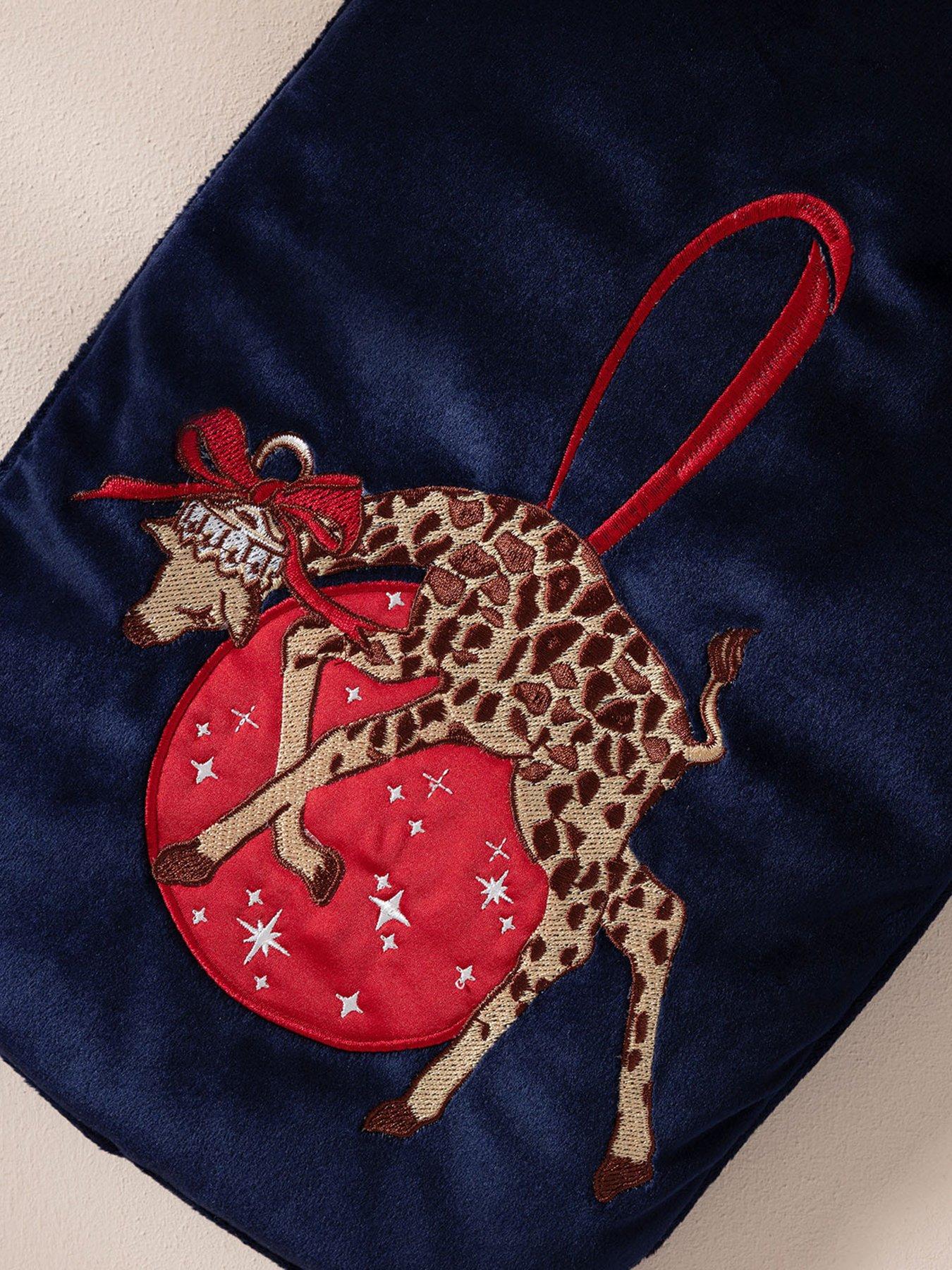 Image 3 of 3 of CHELSEA PEERS Womens Velvet Embroidered Hot Water Bottle - Dark Blue