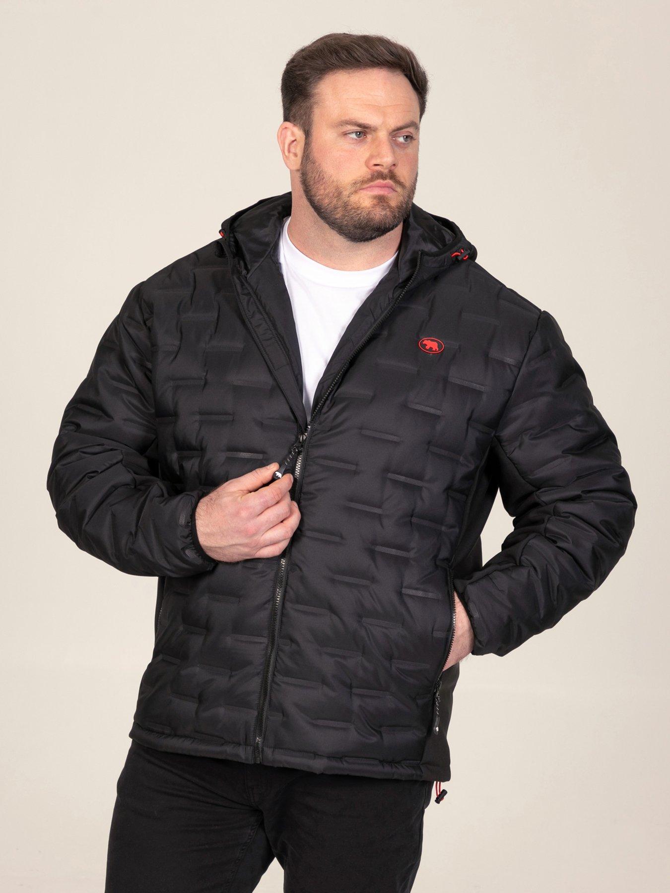 Image 1 of 7 of D555 Mens Big &amp; Tall Hooded Padded Fleece Panel Jacket - Black