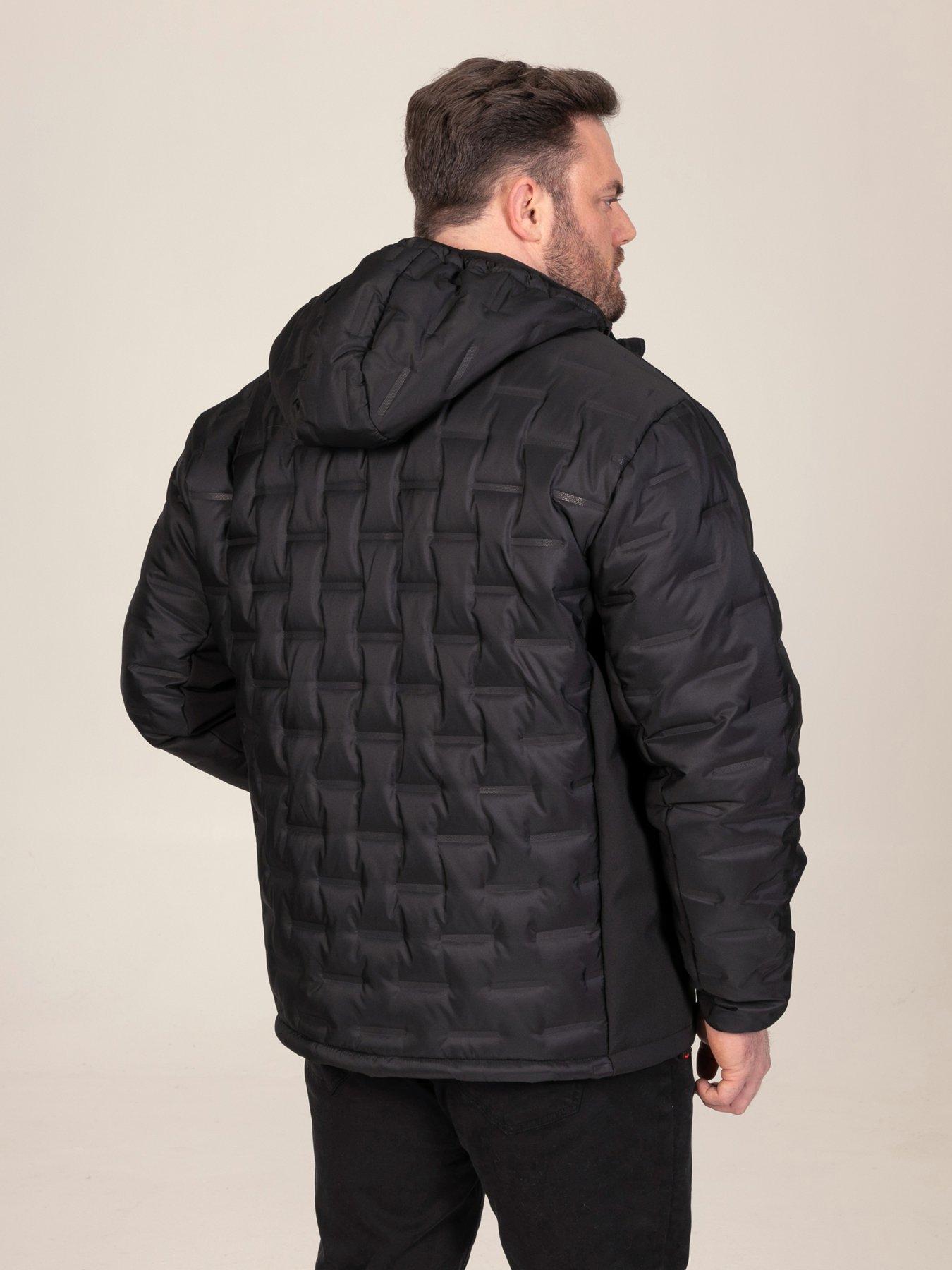 Image 2 of 7 of D555 Mens Big &amp; Tall Hooded Padded Fleece Panel Jacket - Black