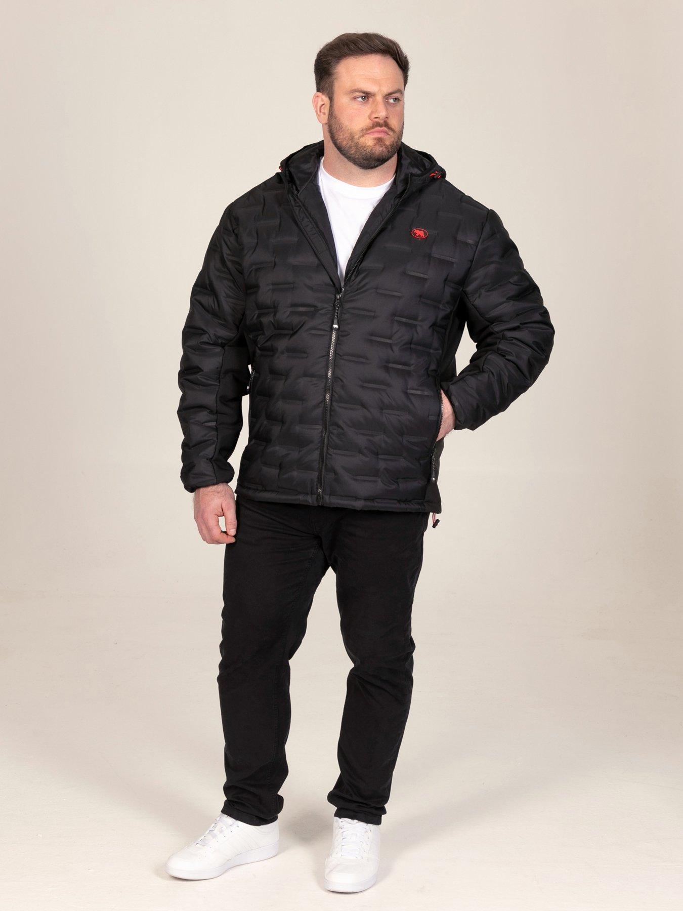 Image 3 of 7 of D555 Mens Big &amp; Tall Hooded Padded Fleece Panel Jacket - Black