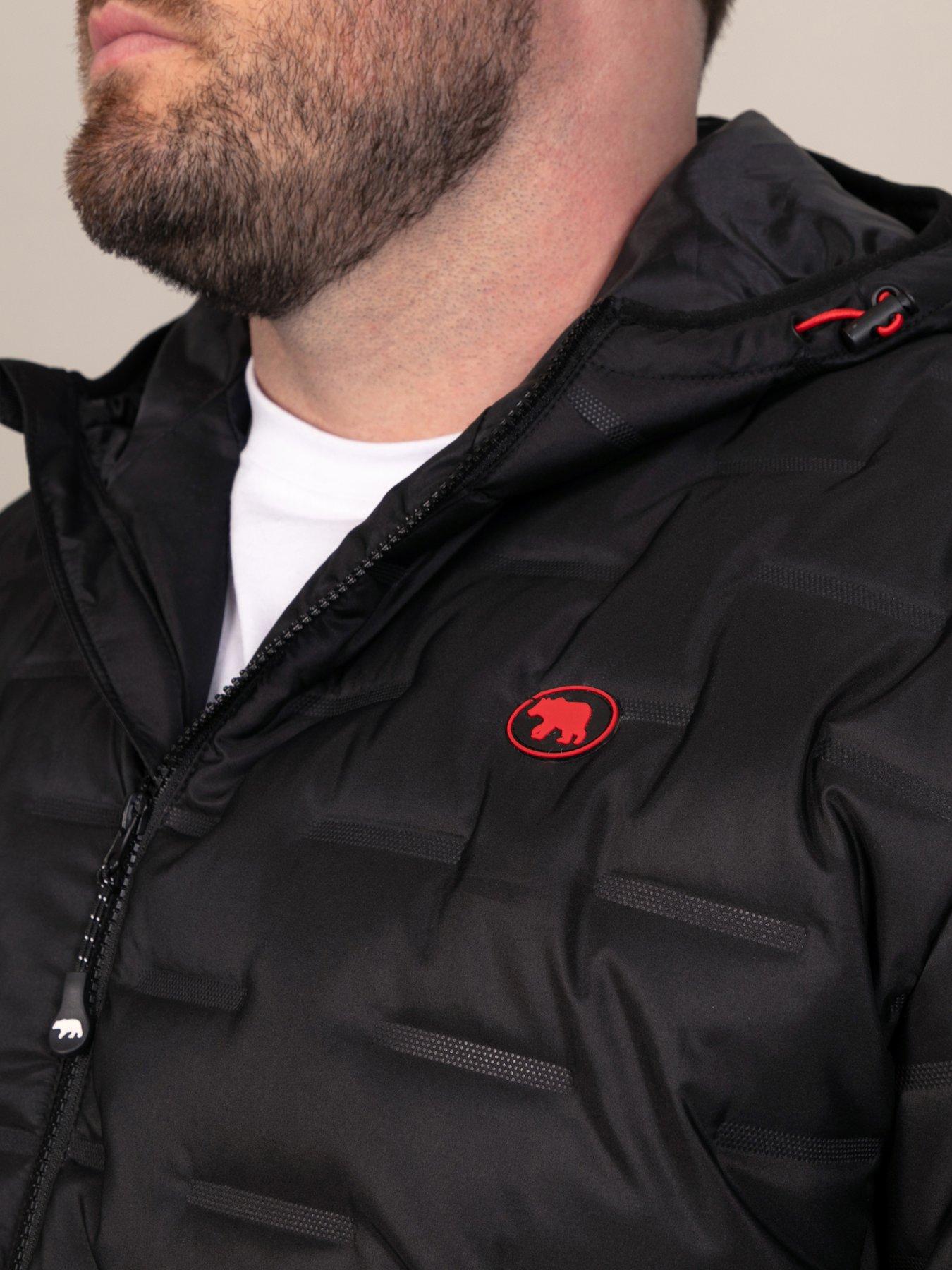 Image 4 of 7 of D555 Mens Big &amp; Tall Hooded Padded Fleece Panel Jacket - Black