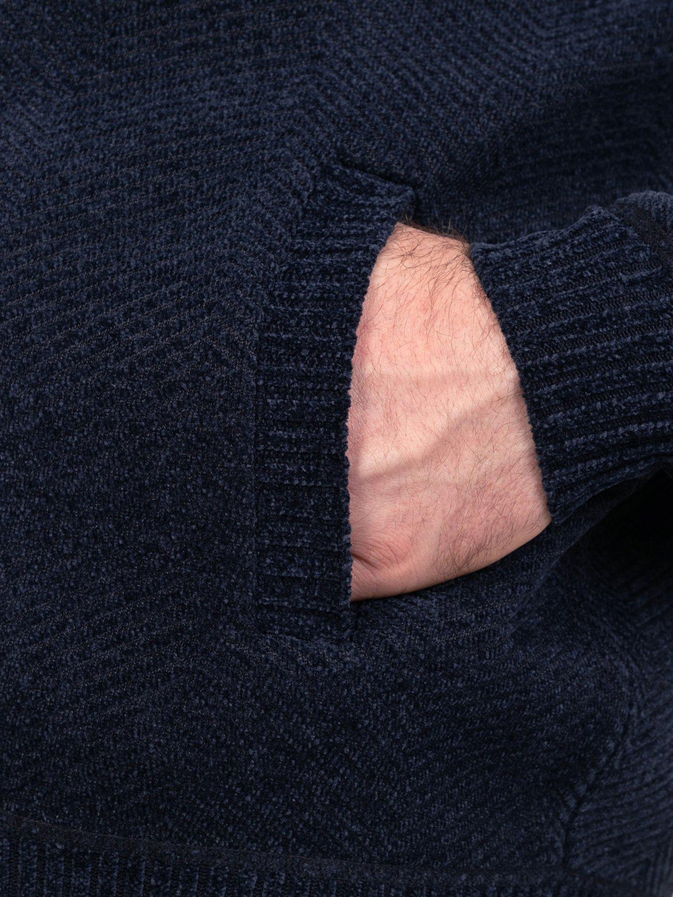 Image 5 of 7 of D555 Mens Big &amp; Tall Chenille Herringbone Zip Through Cardigan - Navy