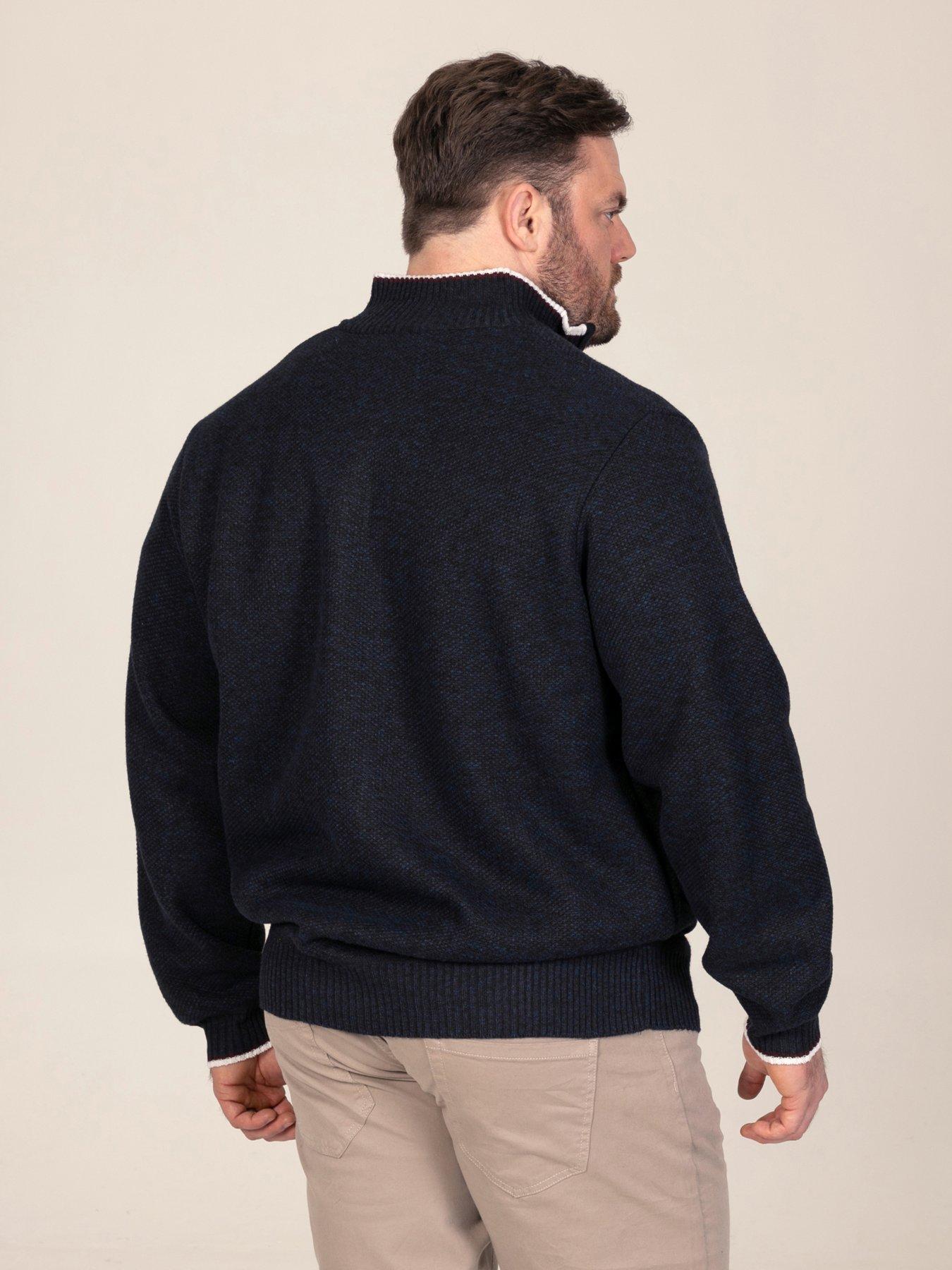 Image 2 of 7 of D555 Mens Big &amp; Tall Zip Through Bonded Lining Pockets Sweater - Navy
