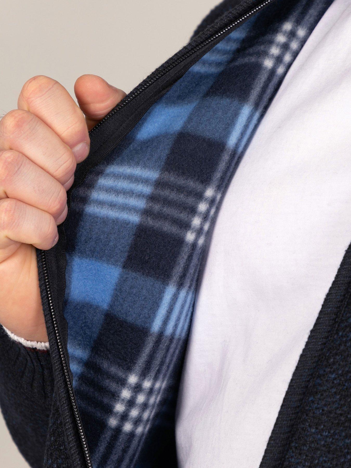 Image 5 of 7 of D555 Mens Big &amp; Tall Zip Through Bonded Lining Pockets Sweater - Navy