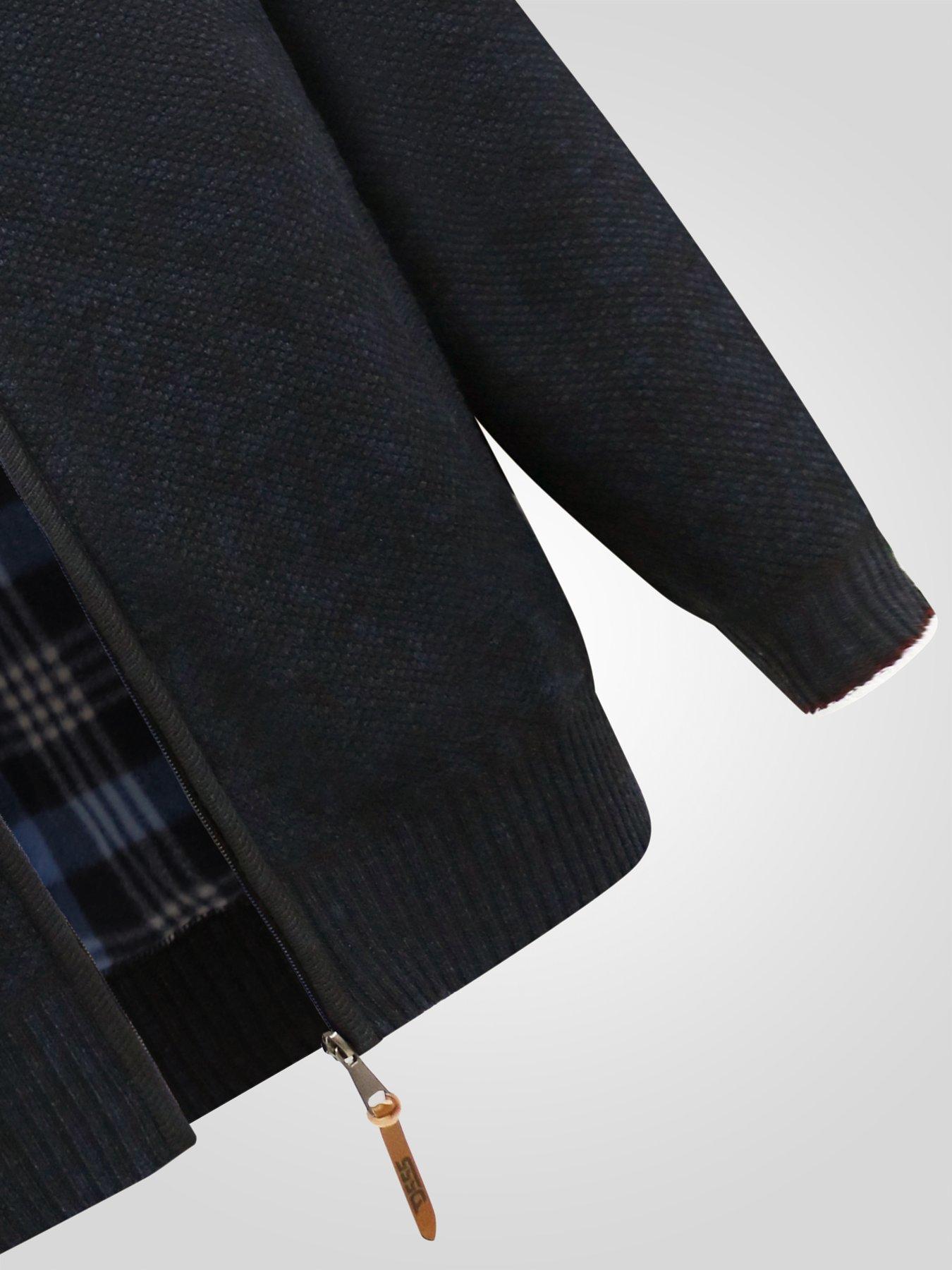 Image 6 of 7 of D555 Mens Big &amp; Tall Zip Through Bonded Lining Pockets Sweater - Navy