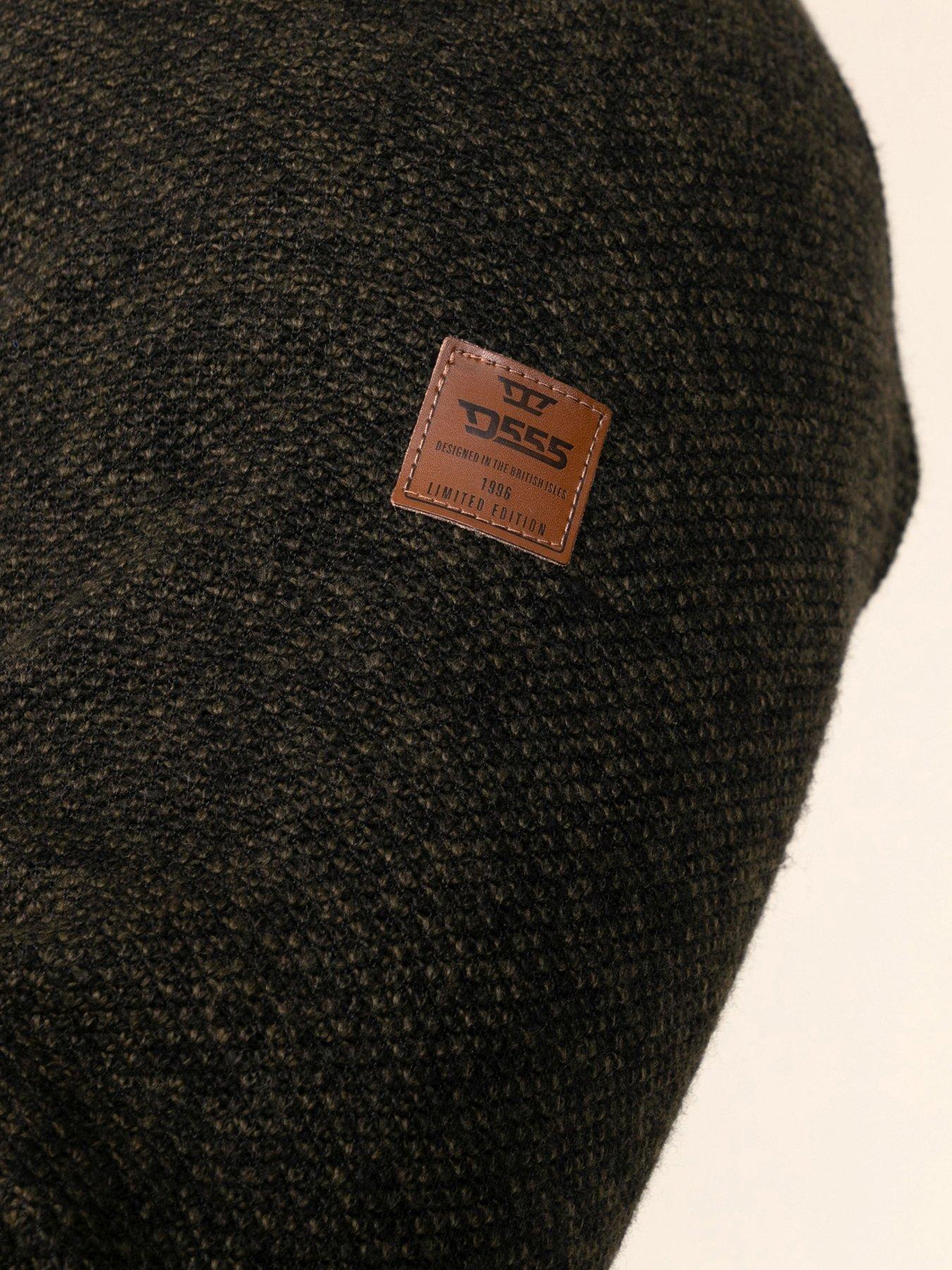 Image 6 of 7 of D555 D555 Khaki Knitted Zip Through With Bonded Check Lining &amp; Lower Pockets