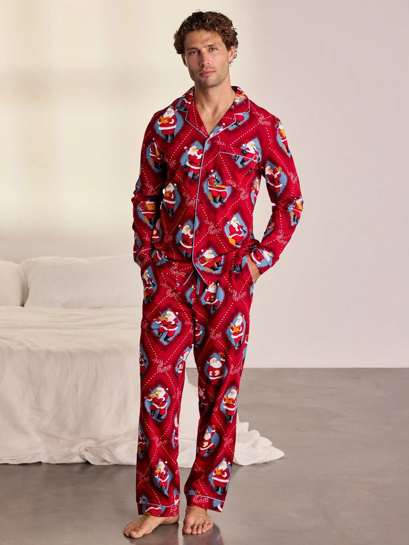 Image 1 of 6 of CHELSEA PEERS Men's Long Button Up Set, Organic Cotton - Red