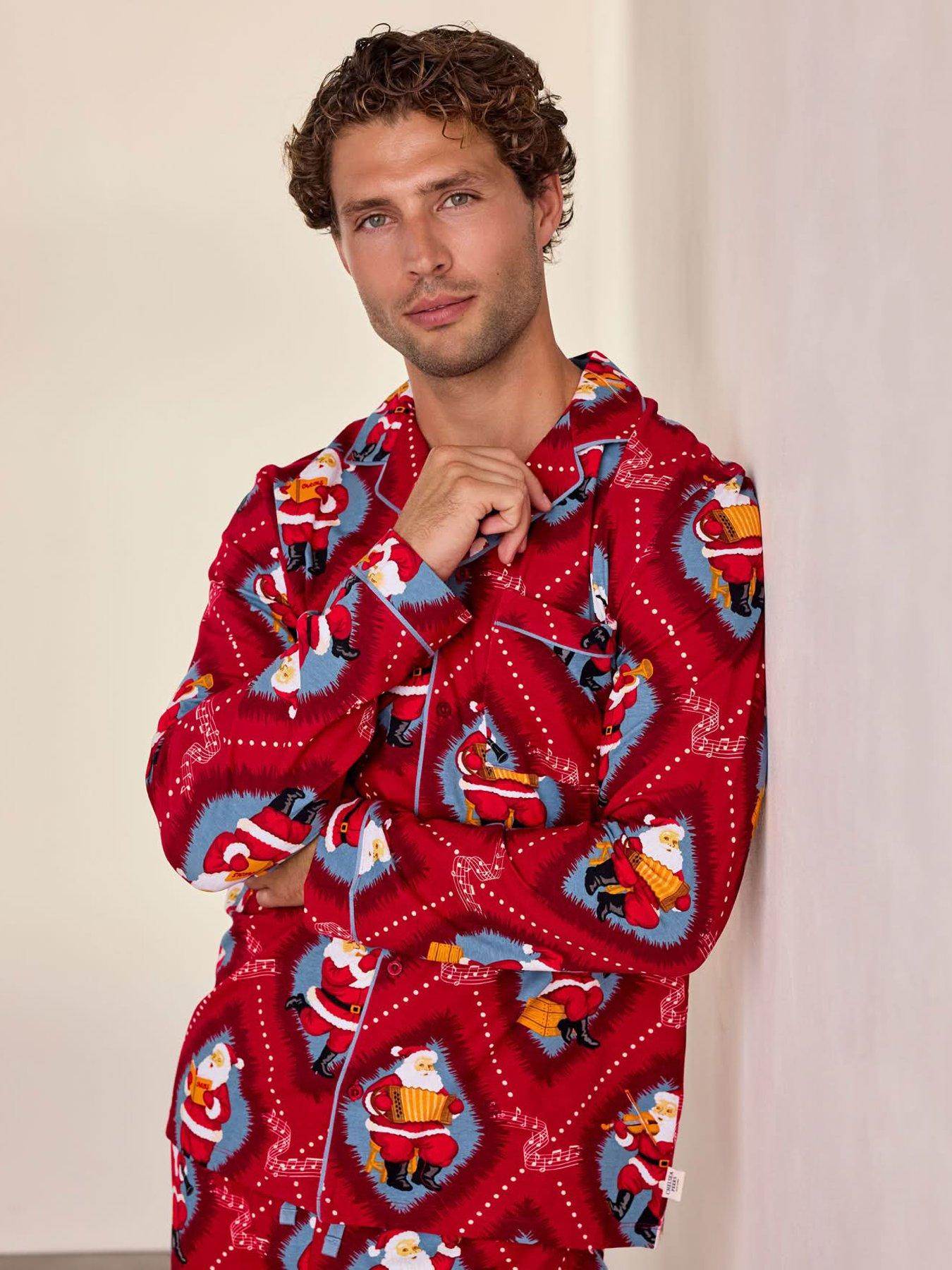 Image 2 of 6 of CHELSEA PEERS Men's Long Button Up Set, Organic Cotton - Red