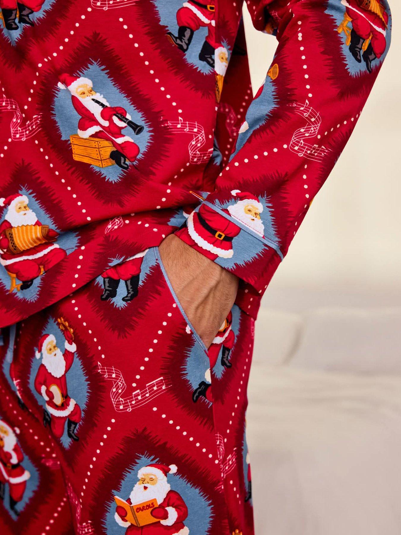 Image 6 of 6 of CHELSEA PEERS Men's Long Button Up Set, Organic Cotton - Red