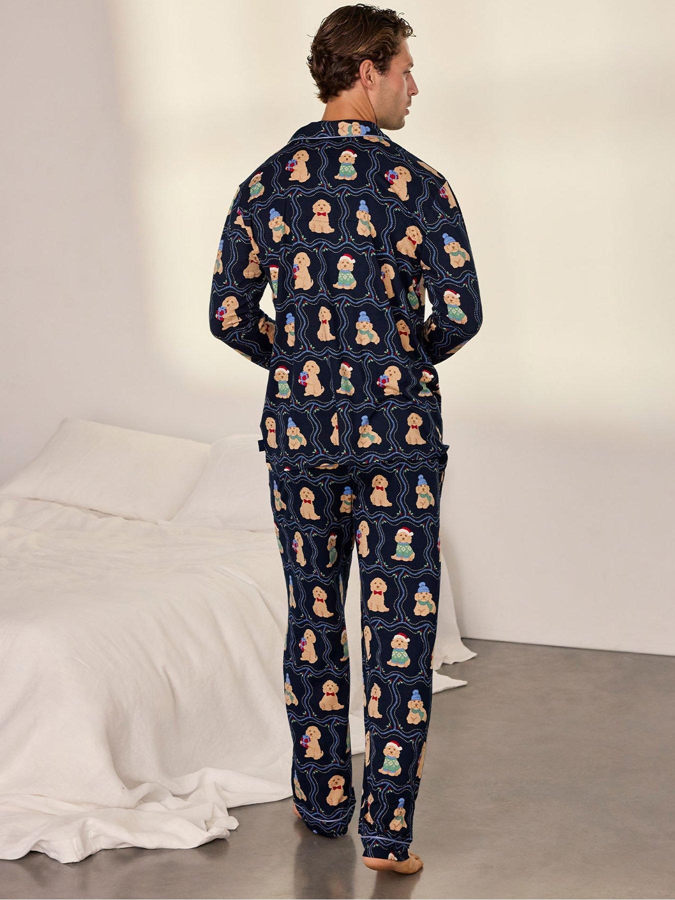Image 2 of 6 of CHELSEA PEERS Chelsea Peersmen's Classic Long Button Up Set, Recycled Poly - Navy