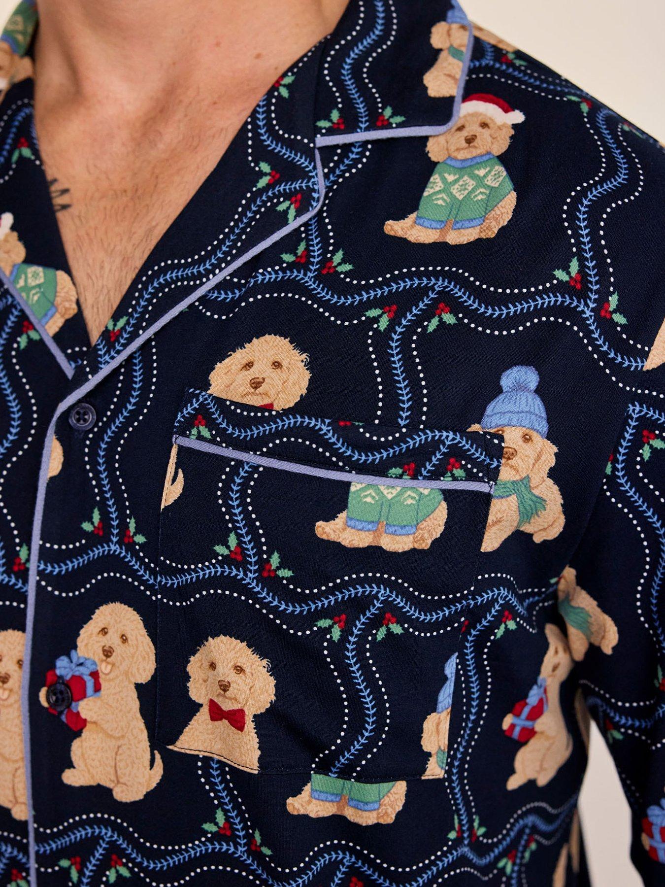 Image 5 of 6 of CHELSEA PEERS Chelsea Peersmen's Classic Long Button Up Set, Recycled Poly - Navy