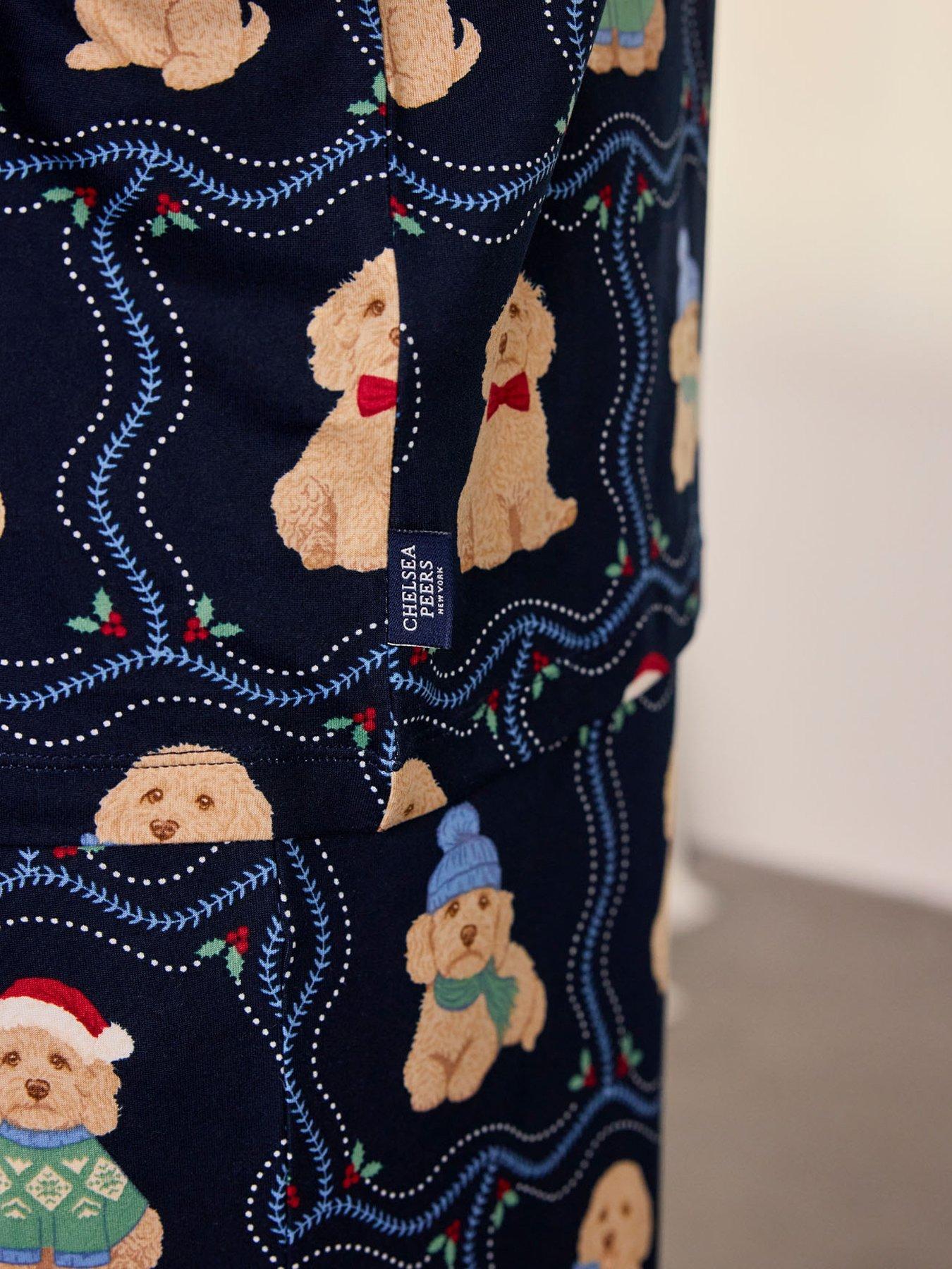 Image 6 of 6 of CHELSEA PEERS Chelsea Peersmen's Classic Long Button Up Set, Recycled Poly - Navy