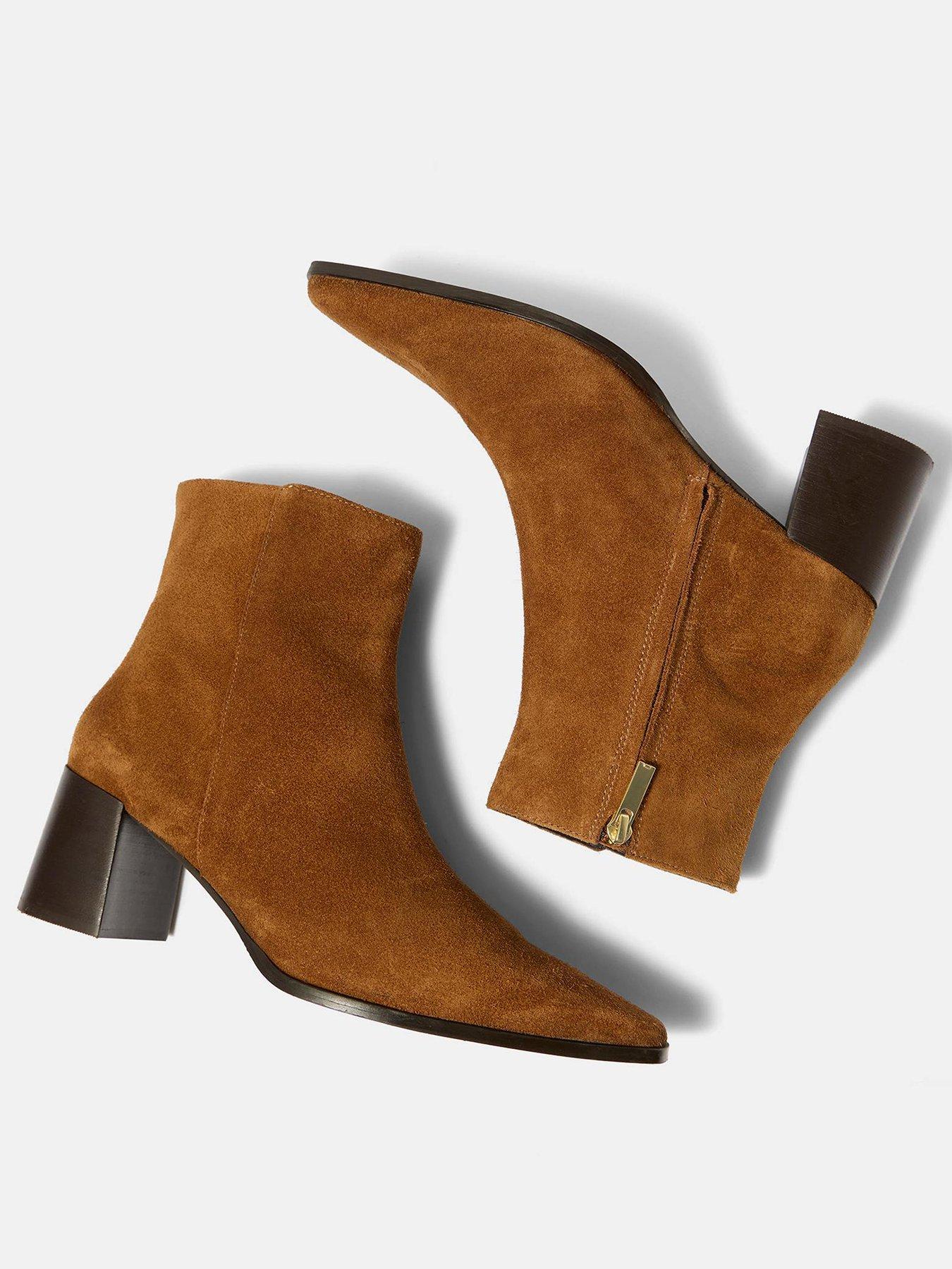 Image 2 of 5 of Mint Velvet Womens Pointed Toe Block Heel Ankle Boots - Brown
