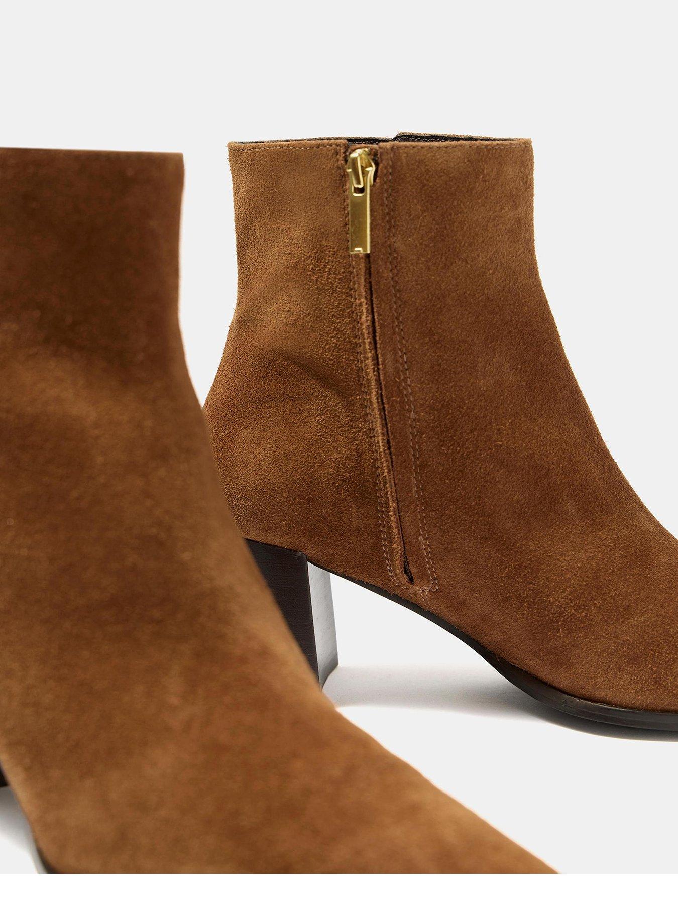 Image 3 of 5 of Mint Velvet Womens Pointed Toe Block Heel Ankle Boots - Brown