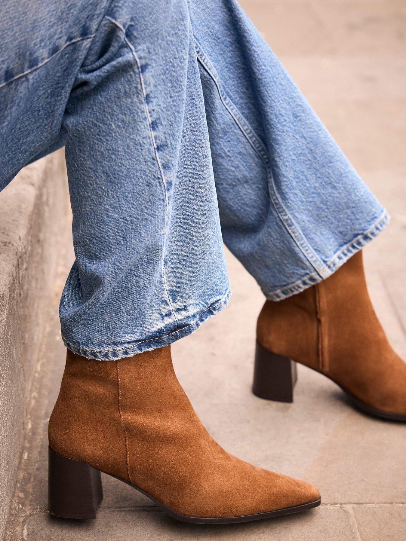 Image 5 of 5 of Mint Velvet Womens Pointed Toe Block Heel Ankle Boots - Brown