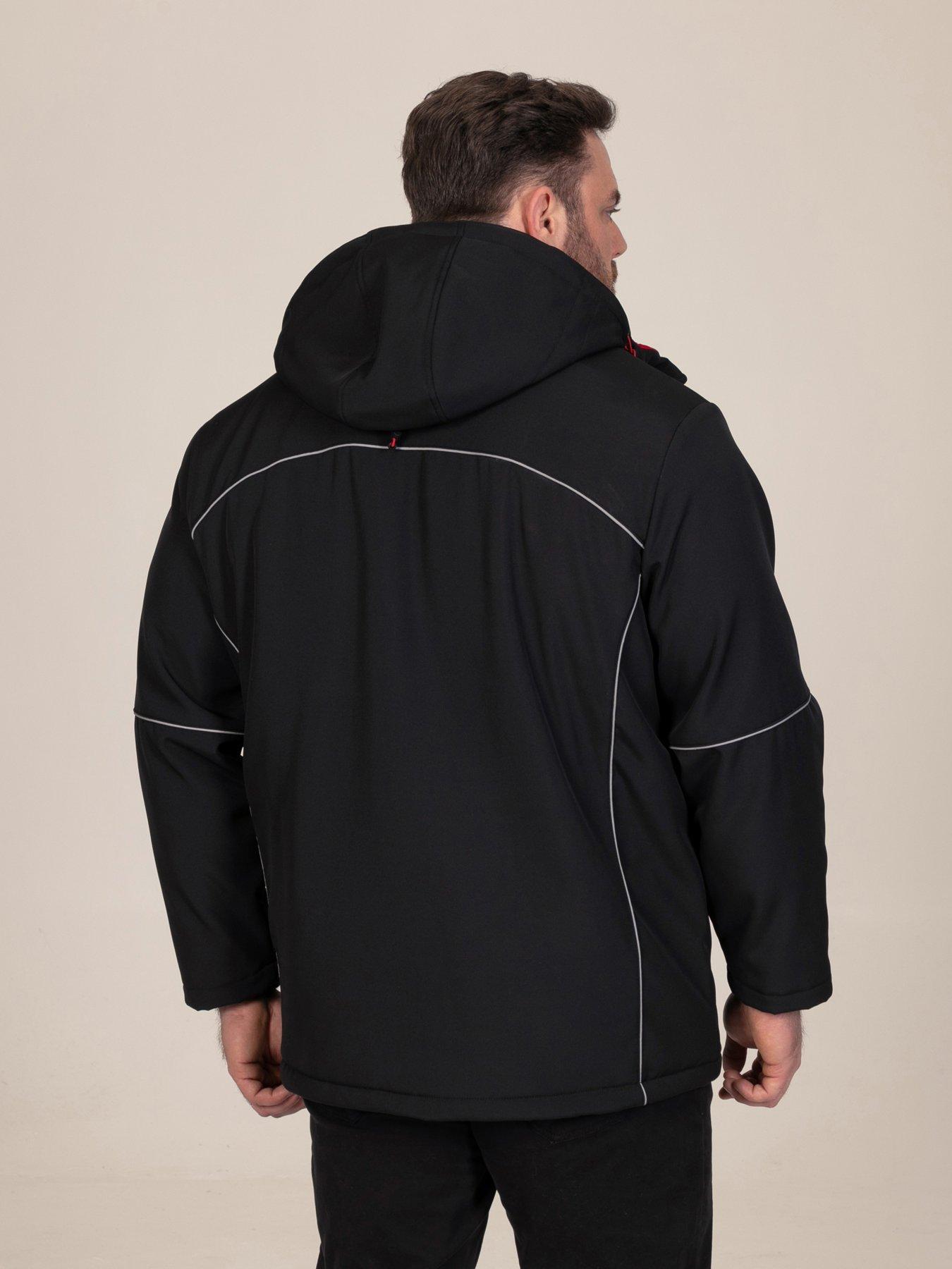 Image 2 of 7 of D555 Mens Detachable Hood Padded Quilted Lining Softshell Jacket - Black