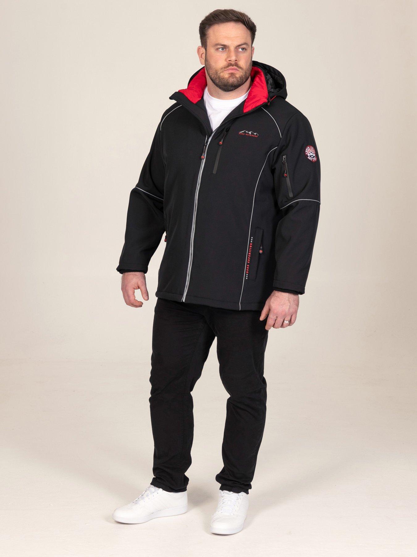 Image 3 of 7 of D555 Mens Detachable Hood Padded Quilted Lining Softshell Jacket - Black