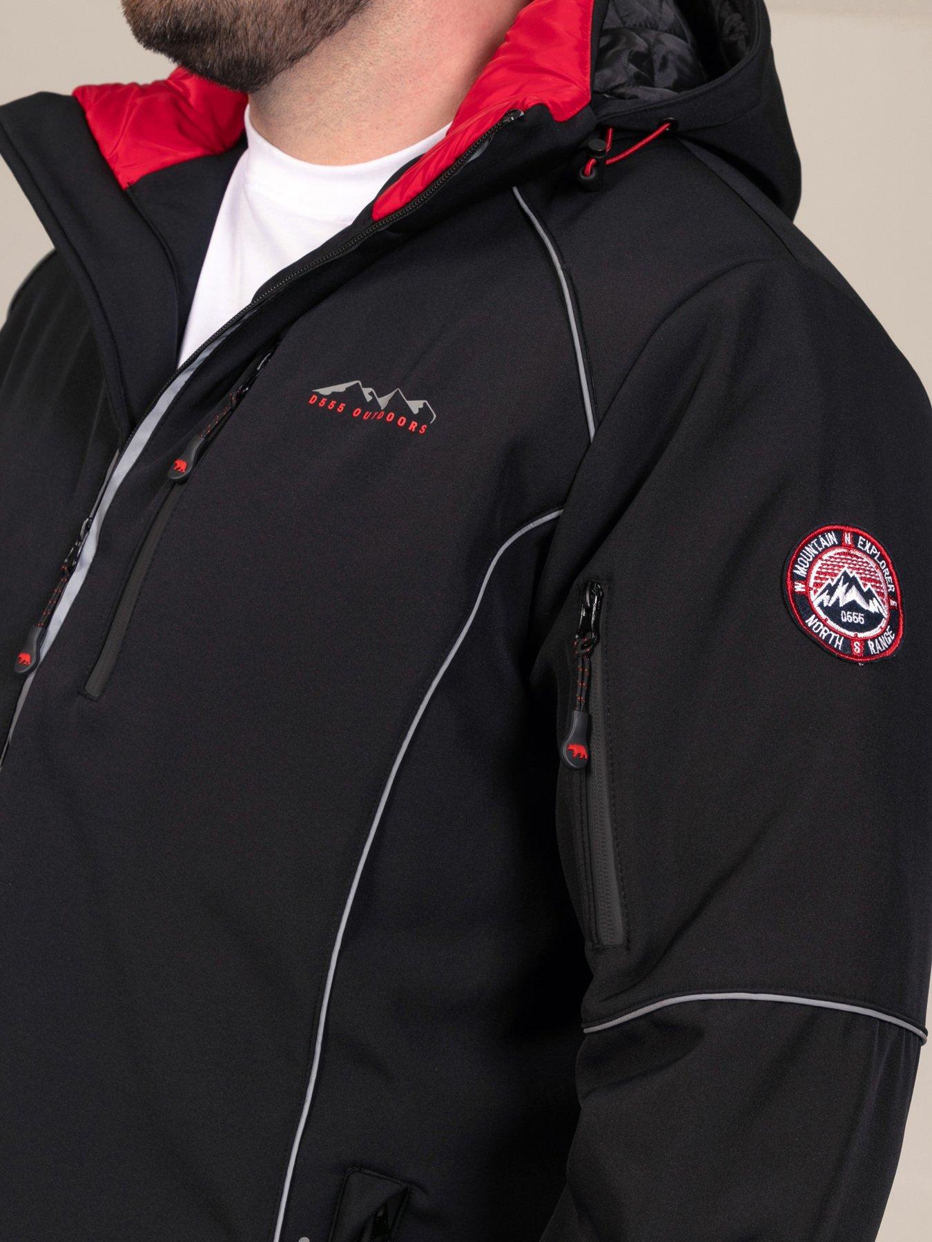 Image 5 of 7 of D555 Mens Detachable Hood Padded Quilted Lining Softshell Jacket - Black