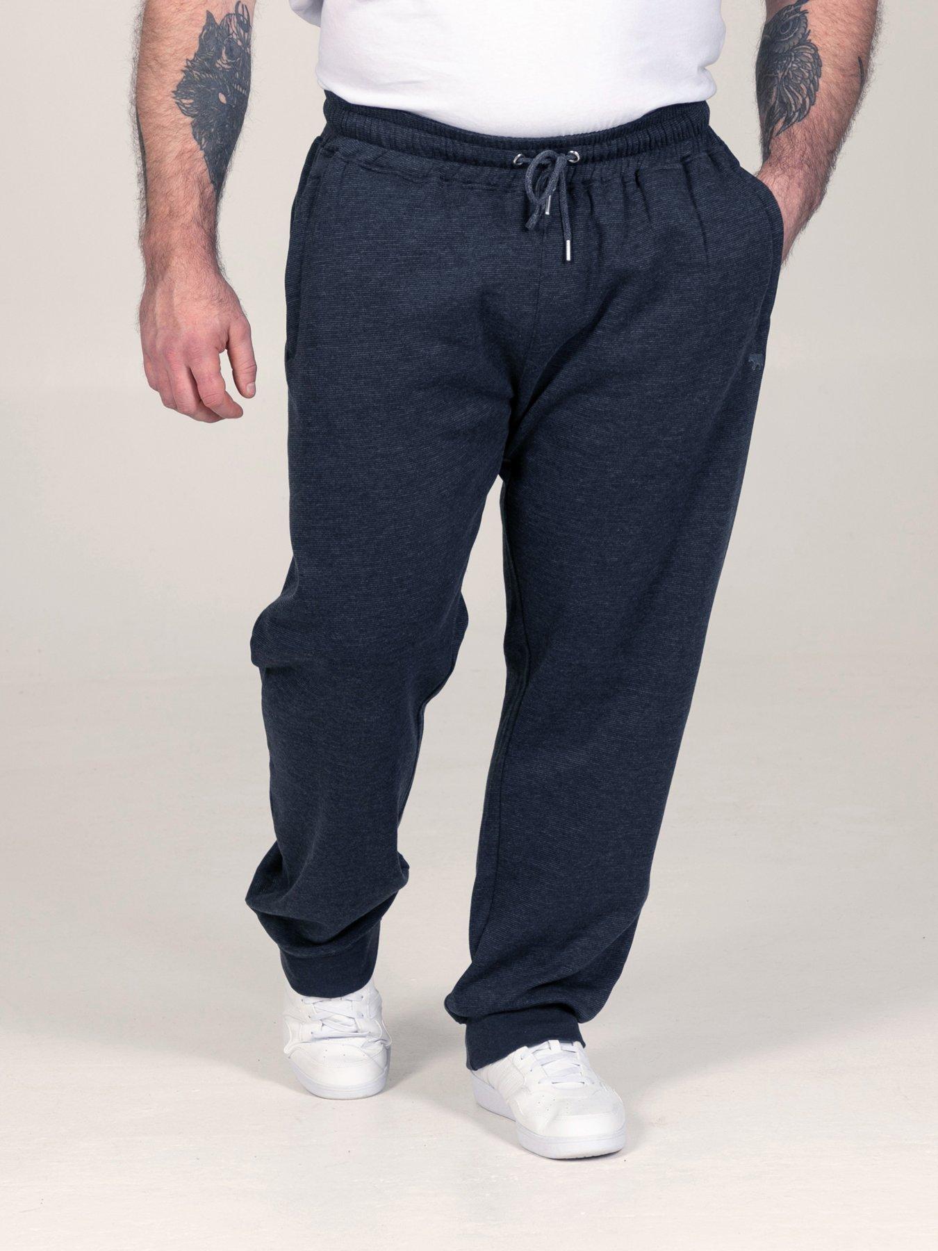 Image 1 of 7 of D555 Mens Fine Stripe Zipped Pockets Ribbed Cuffs Joggers - Navy