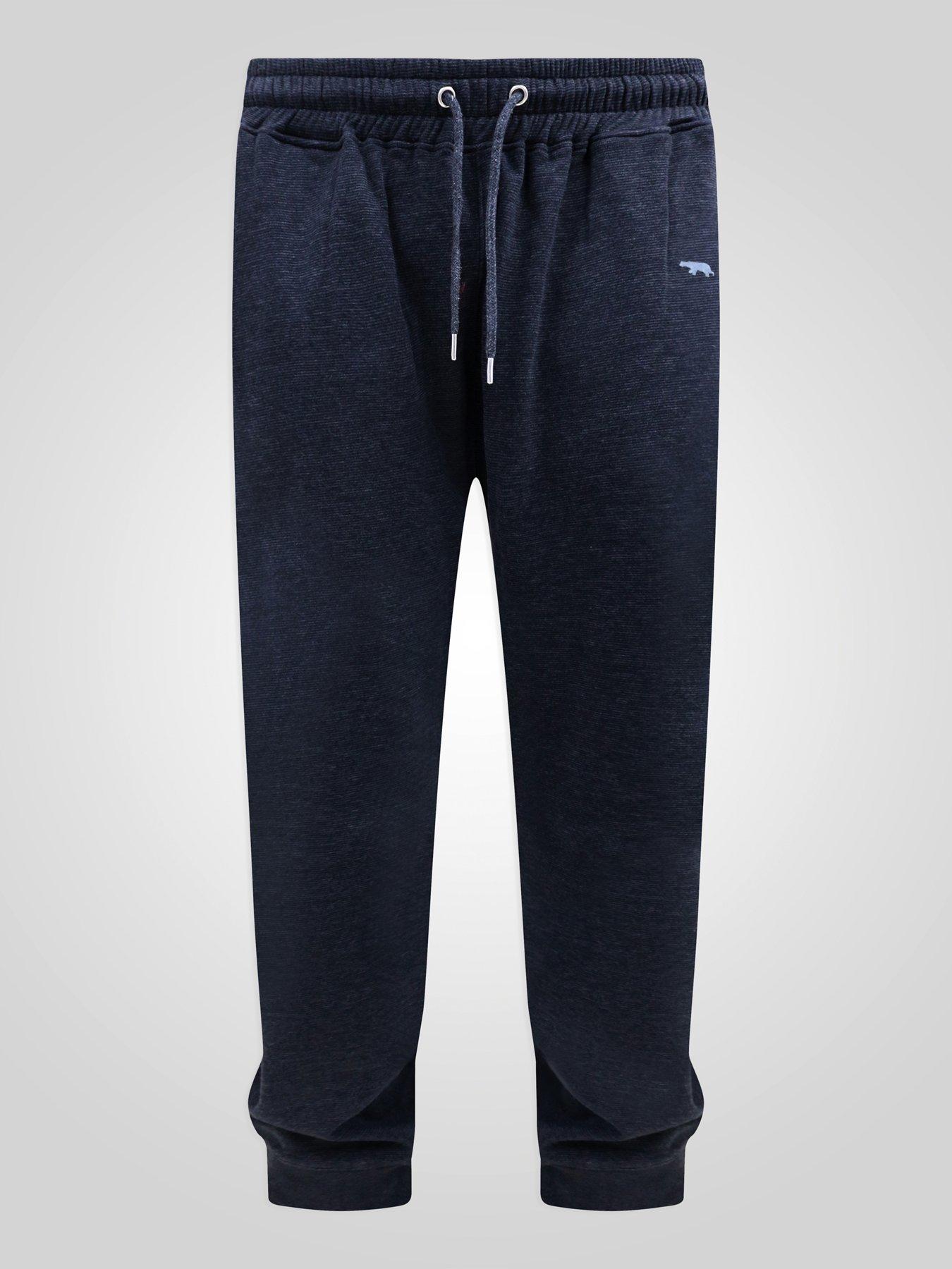 Image 4 of 7 of D555 Mens Fine Stripe Zipped Pockets Ribbed Cuffs Joggers - Navy
