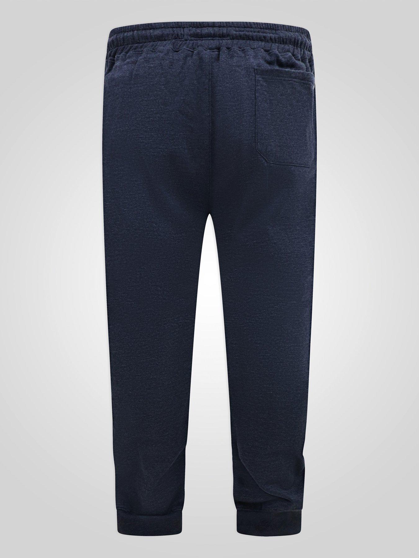 Image 5 of 7 of D555 Mens Fine Stripe Zipped Pockets Ribbed Cuffs Joggers - Navy