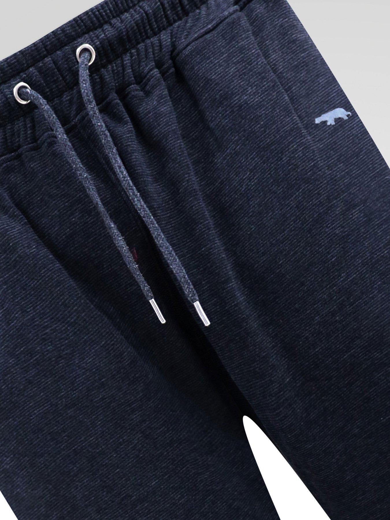 Image 7 of 7 of D555 Mens Fine Stripe Zipped Pockets Ribbed Cuffs Joggers - Navy