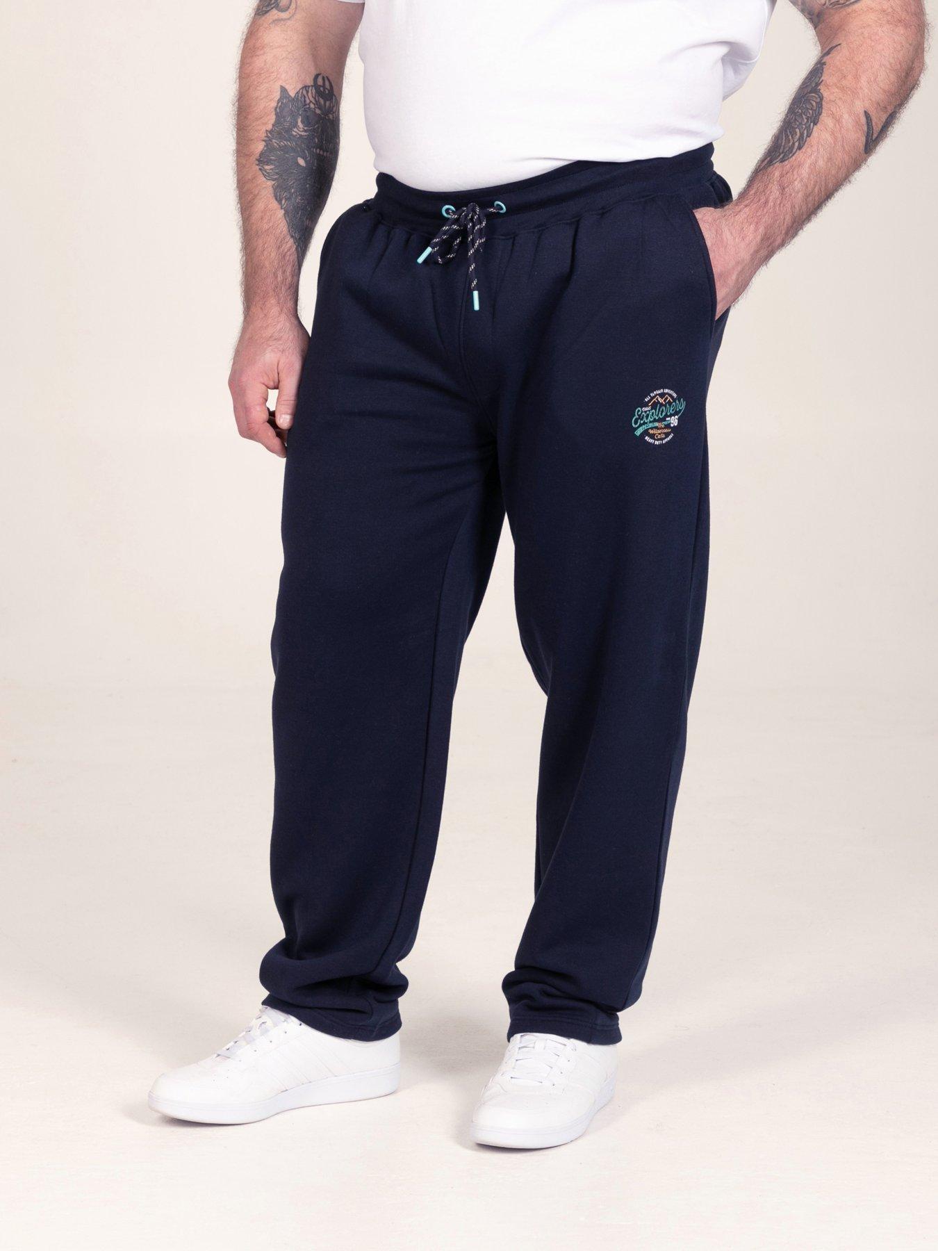 Image 1 of 7 of D555 Mens Big &amp; Tall Open Hem Drawstring Joggers with Explorer Print - Navy