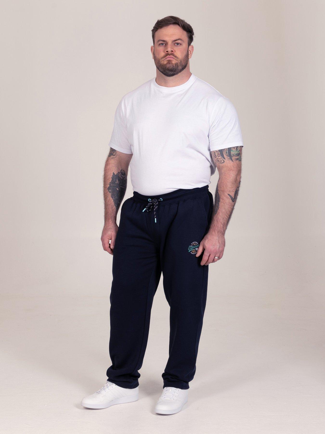 Image 3 of 7 of D555 Mens Big &amp; Tall Open Hem Drawstring Joggers with Explorer Print - Navy