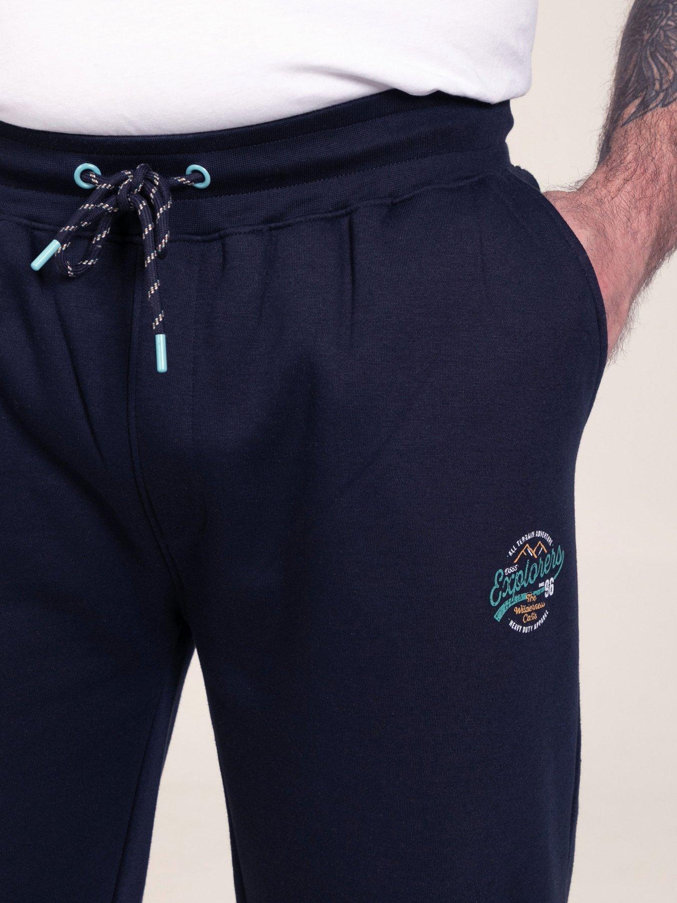 Image 4 of 7 of D555 Mens Big &amp; Tall Open Hem Drawstring Joggers with Explorer Print - Navy