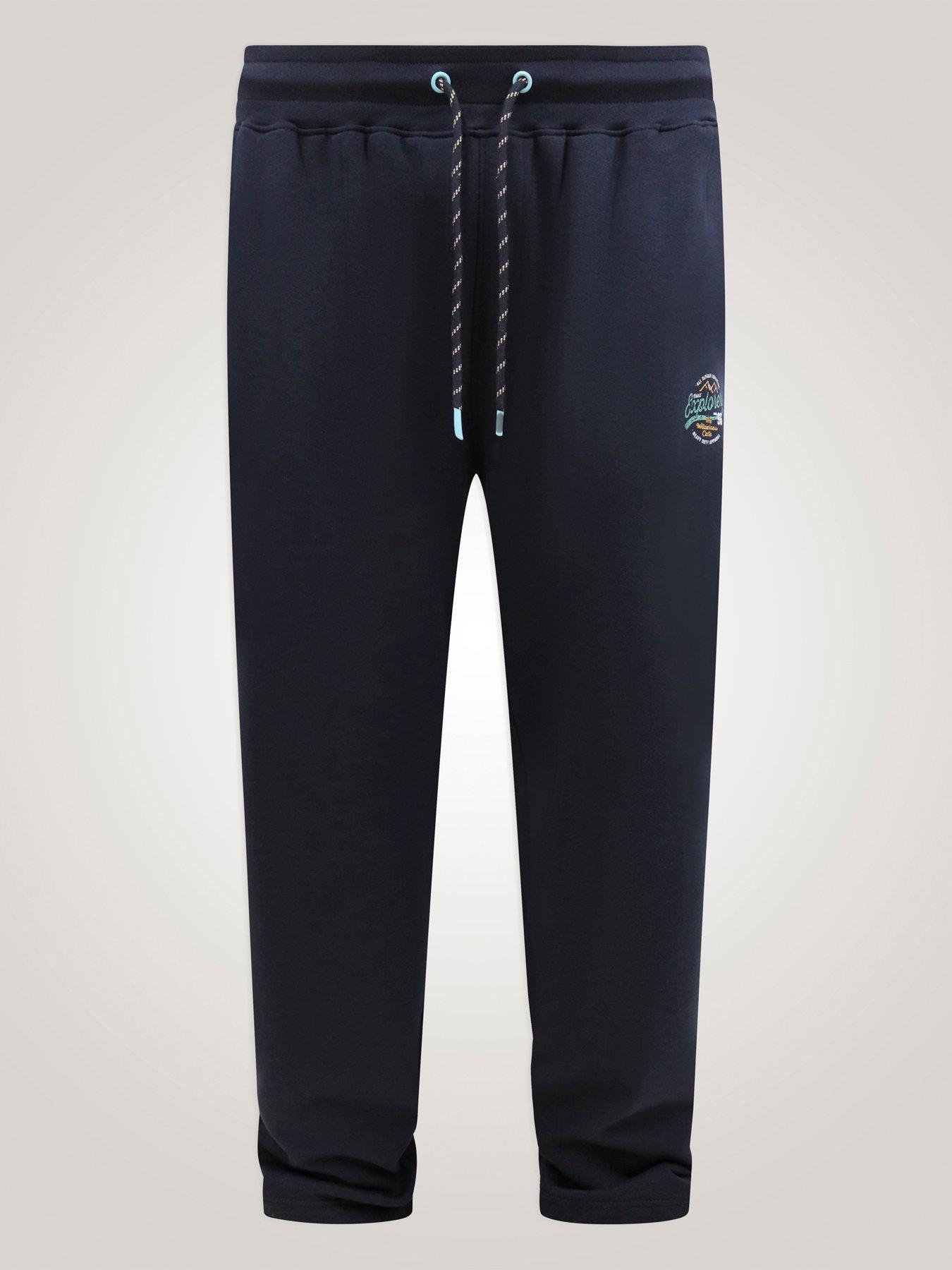 Image 5 of 7 of D555 Mens Big &amp; Tall Open Hem Drawstring Joggers with Explorer Print - Navy