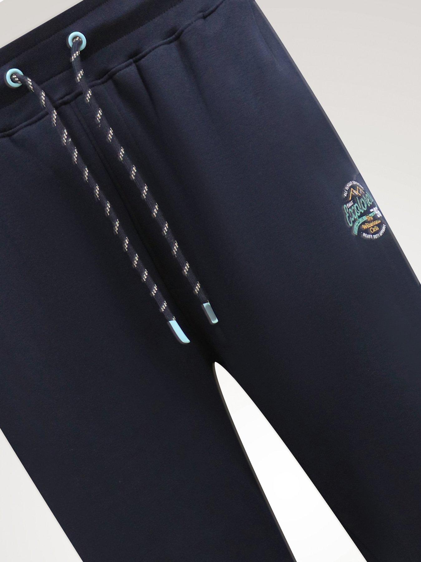 Image 7 of 7 of D555 Mens Big &amp; Tall Open Hem Drawstring Joggers with Explorer Print - Navy