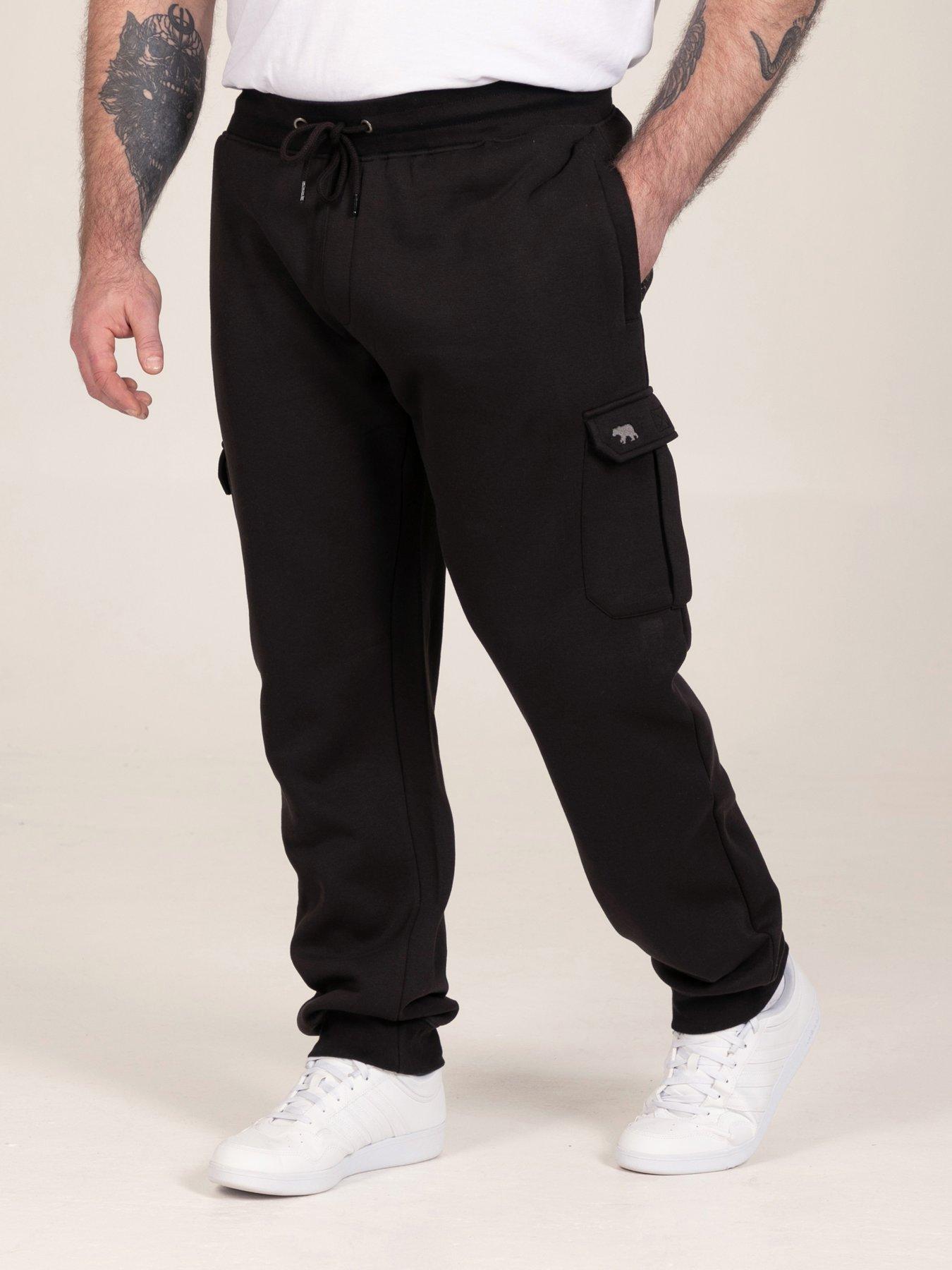 Image 1 of 7 of D555 Mens Cargo Pocket Bear Embroidery Joggers - Black
