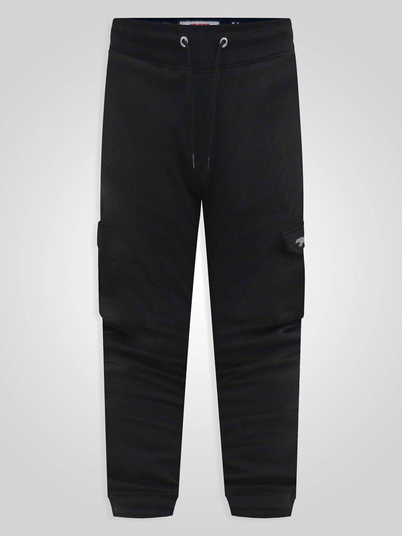 Image 7 of 7 of D555 Mens Cargo Pocket Bear Embroidery Joggers - Black