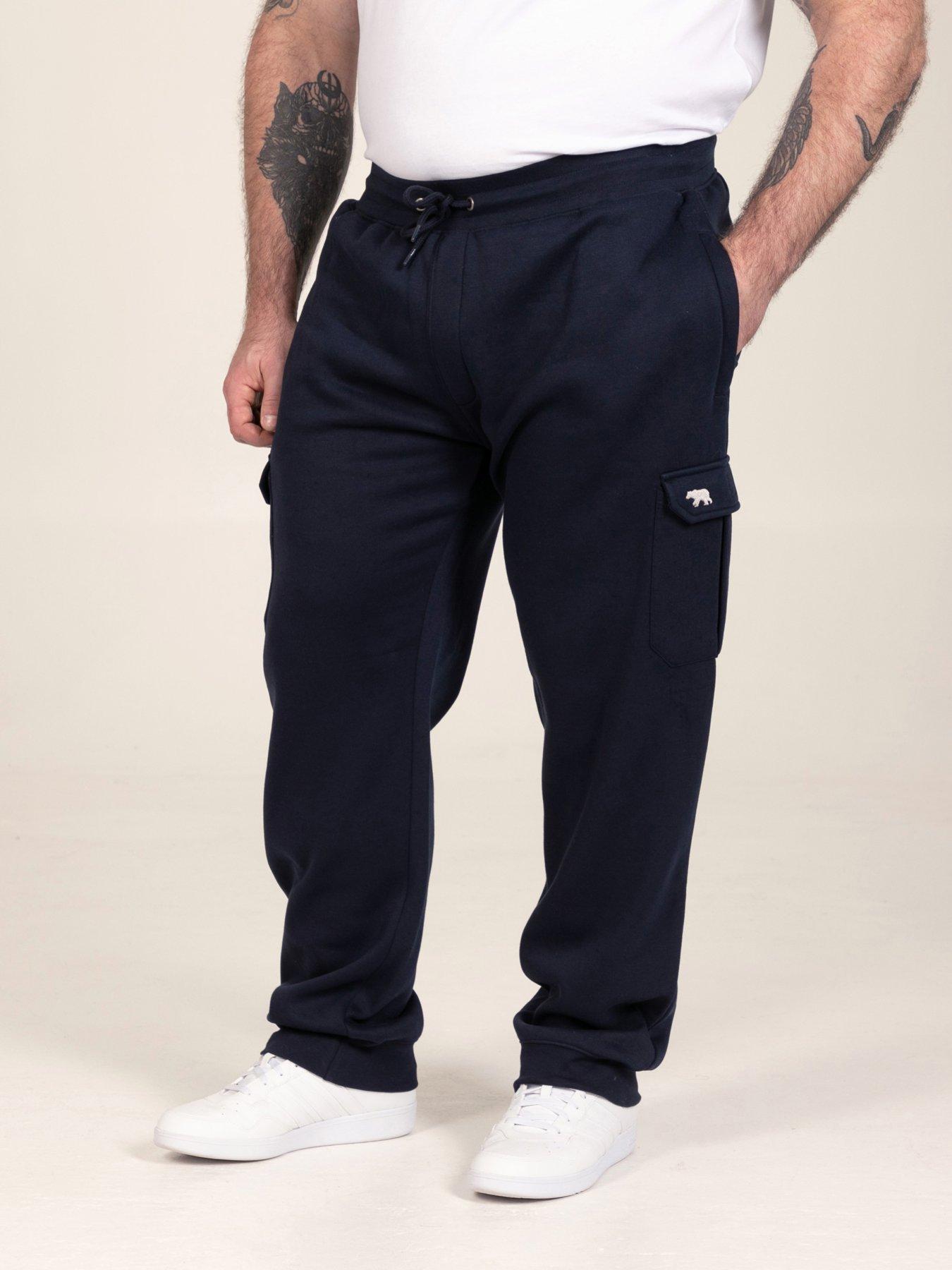 Image 1 of 7 of D555 Mens Cargo Bear Embroidery Joggers - Navy