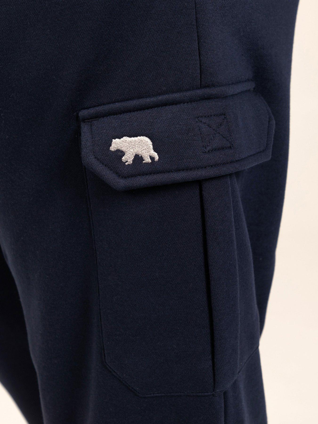 Image 4 of 7 of D555 Mens Cargo Bear Embroidery Joggers - Navy
