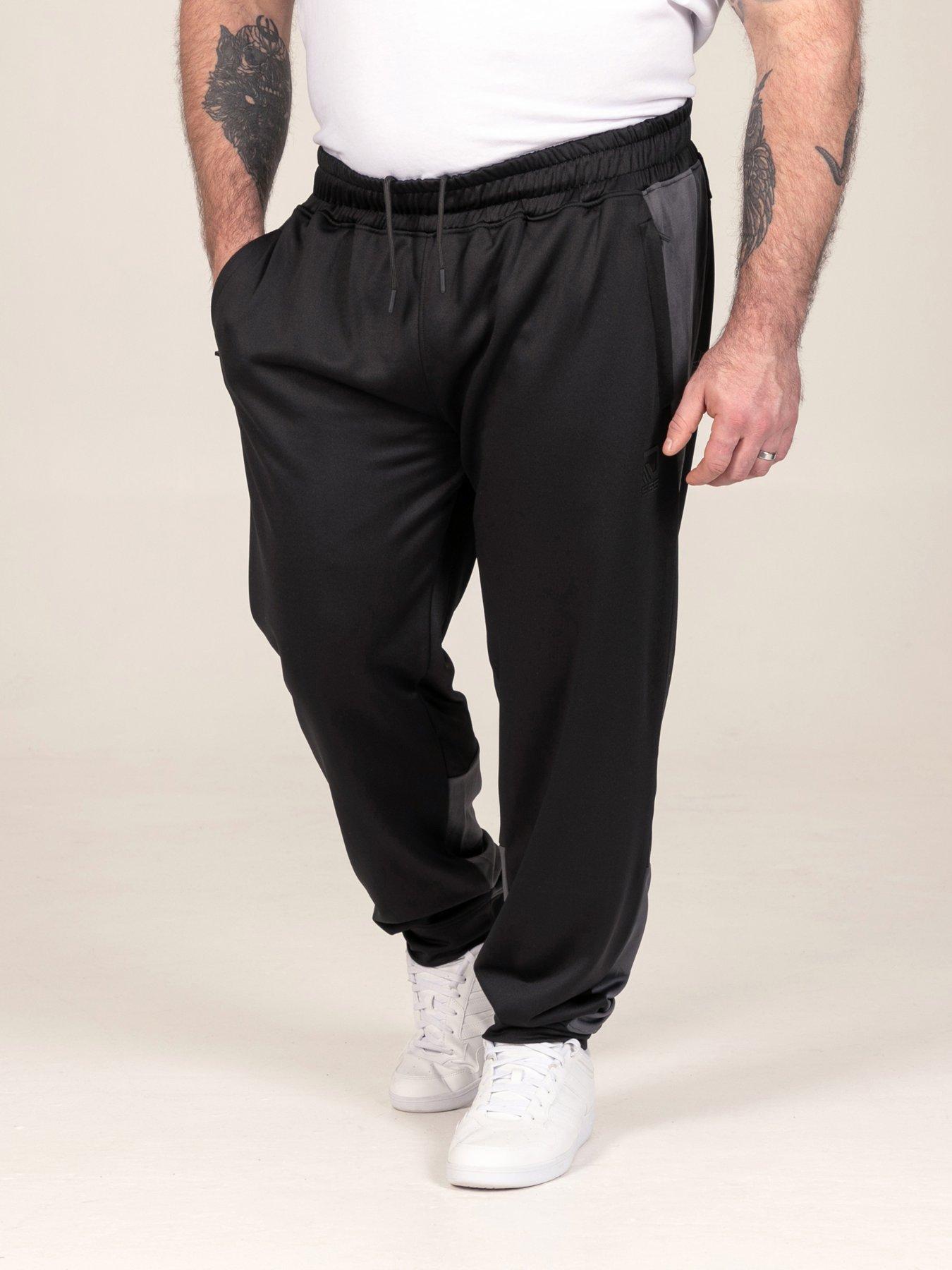 Image 1 of 7 of D555 Mens Dry Wear Tricot Contrast Panel Joggers - Black