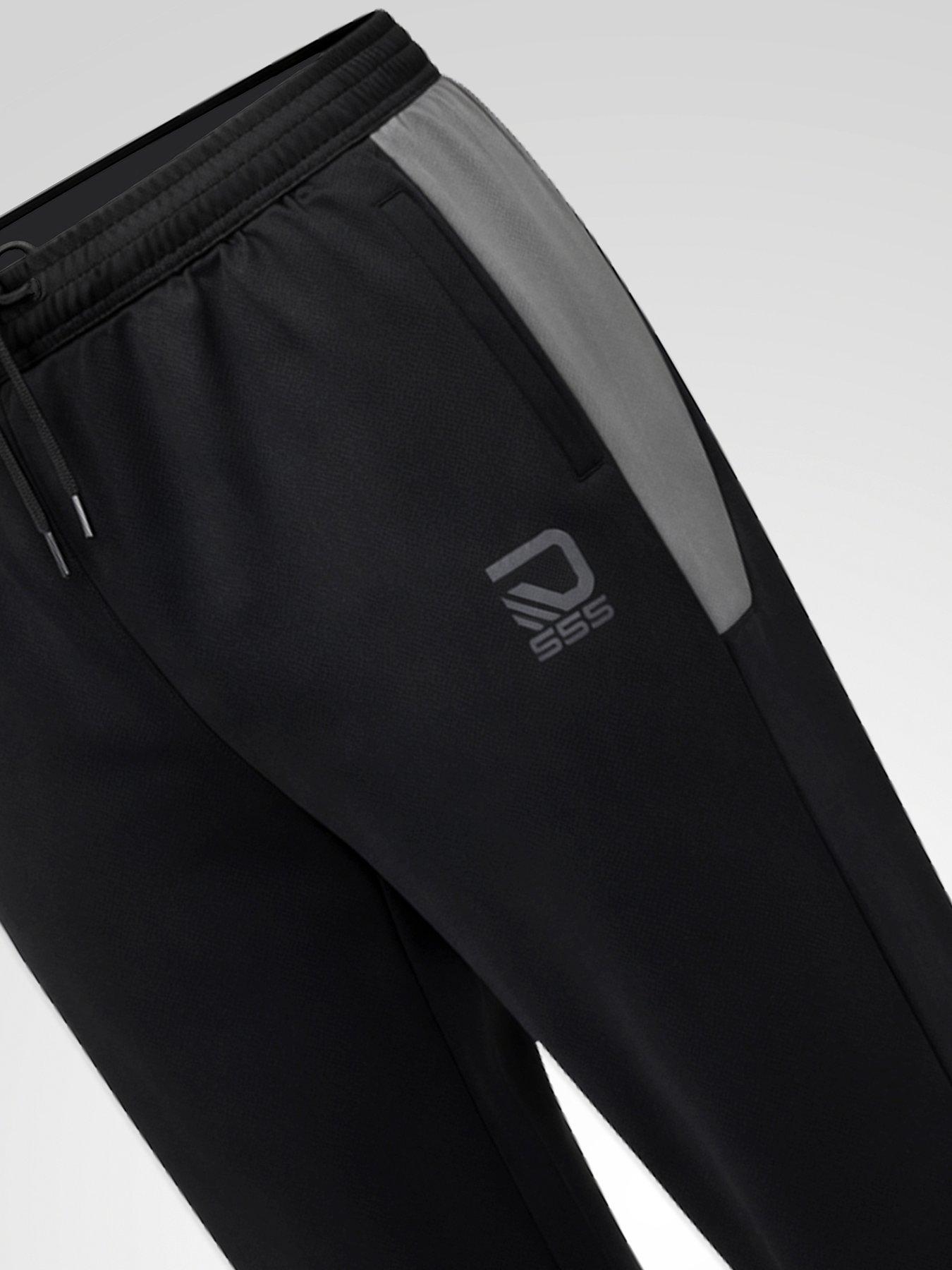 Image 6 of 7 of D555 Mens Dry Wear Tricot Contrast Panel Joggers - Black