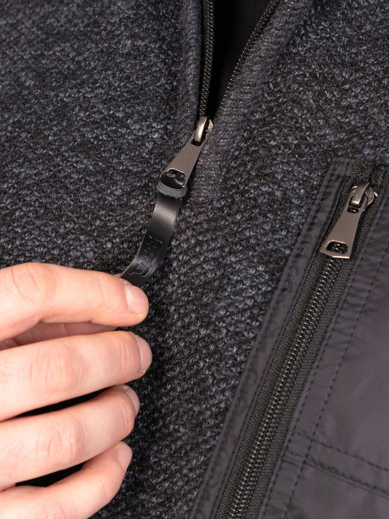 Image 4 of 7 of D555 Mens Big &amp; Tall 1/4 Zip Bonded Lined Zip Pocket Jumper - Charcoal