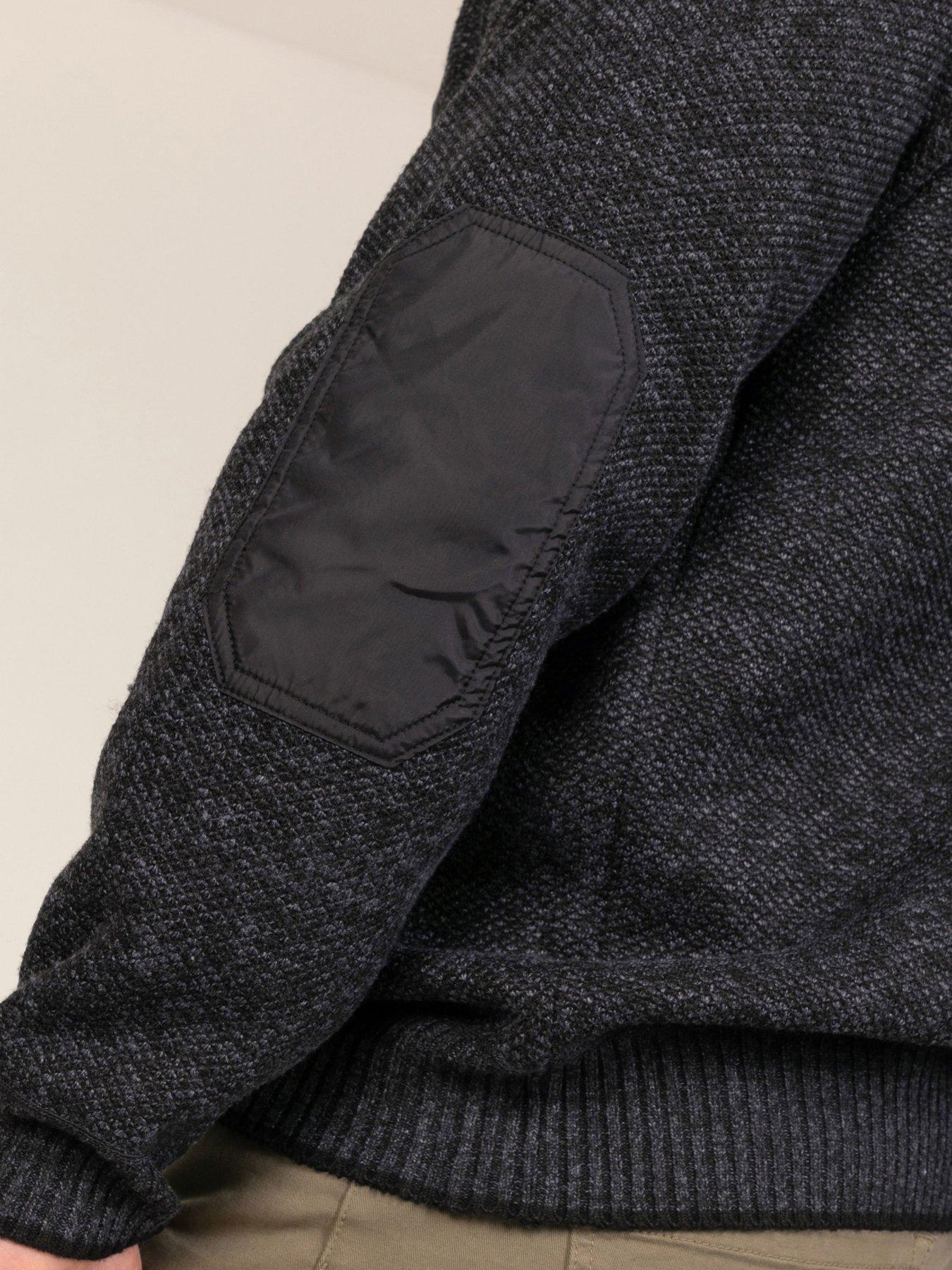 Image 7 of 7 of D555 Mens Big &amp; Tall 1/4 Zip Bonded Lined Zip Pocket Jumper - Charcoal