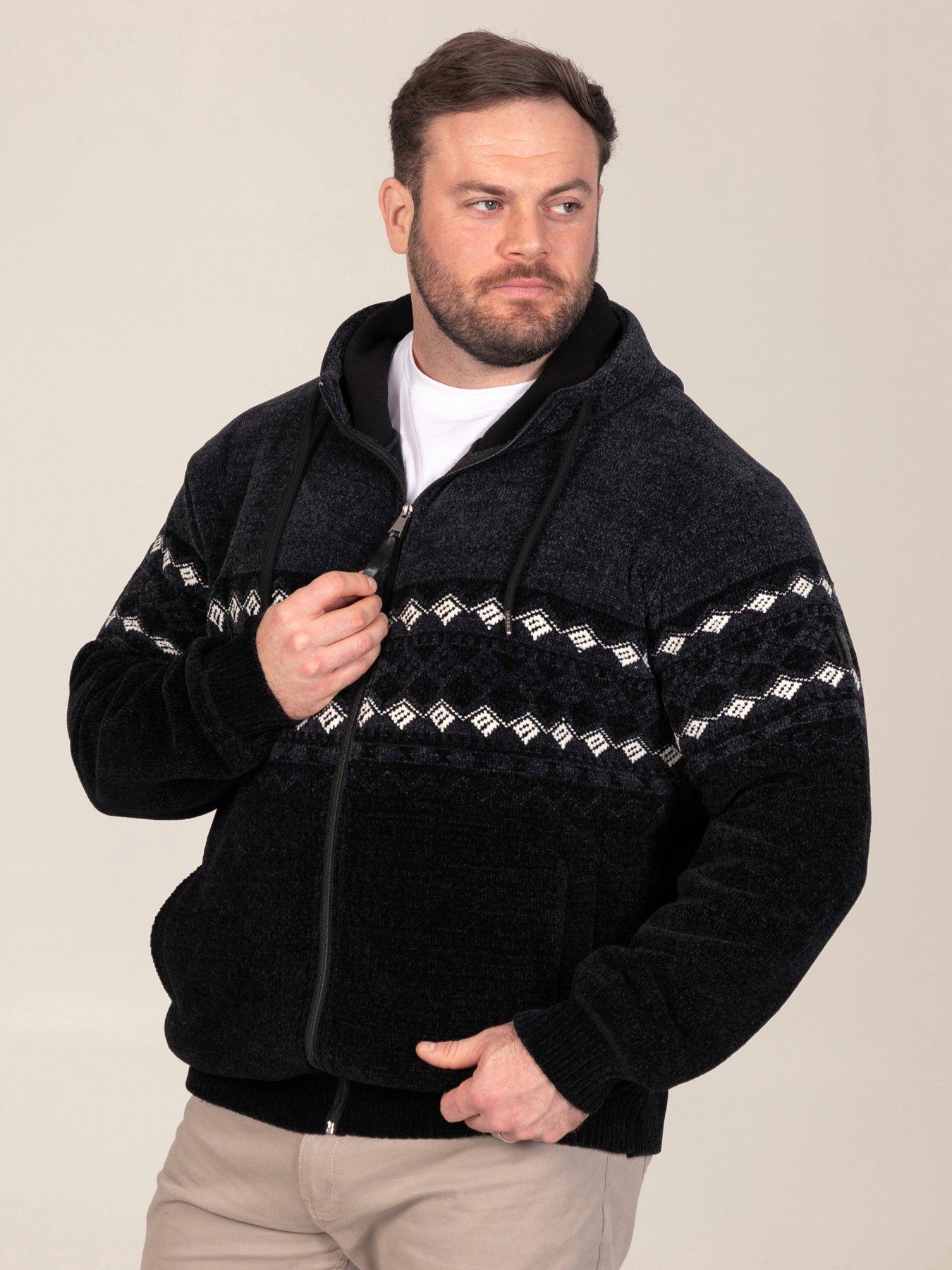 Image 1 of 7 of D555 Mens Big &amp; Tall Chenille Sherpa Lined Hooded Hoodie - Black