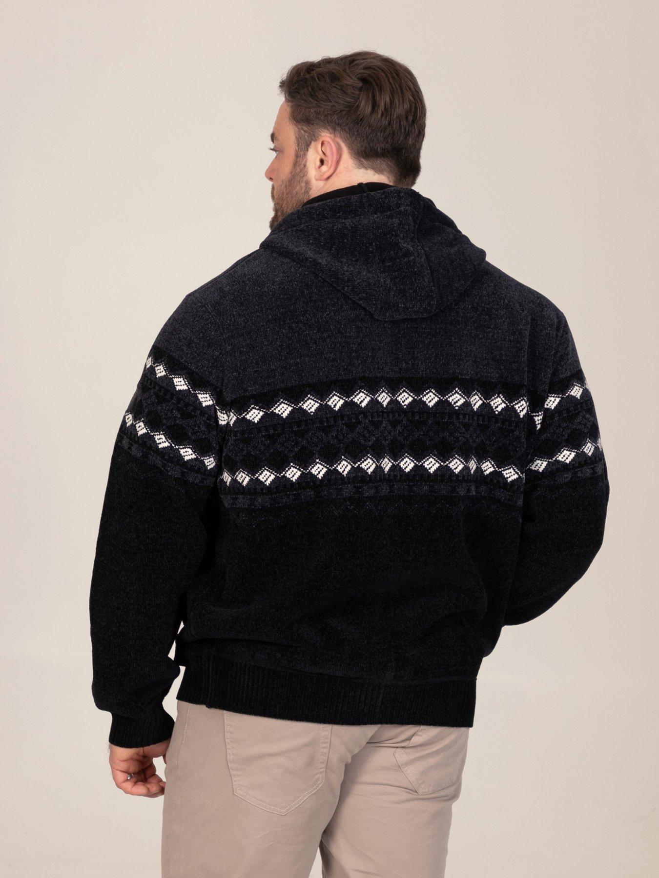 Image 2 of 7 of D555 Mens Big &amp; Tall Chenille Sherpa Lined Hooded Hoodie - Black
