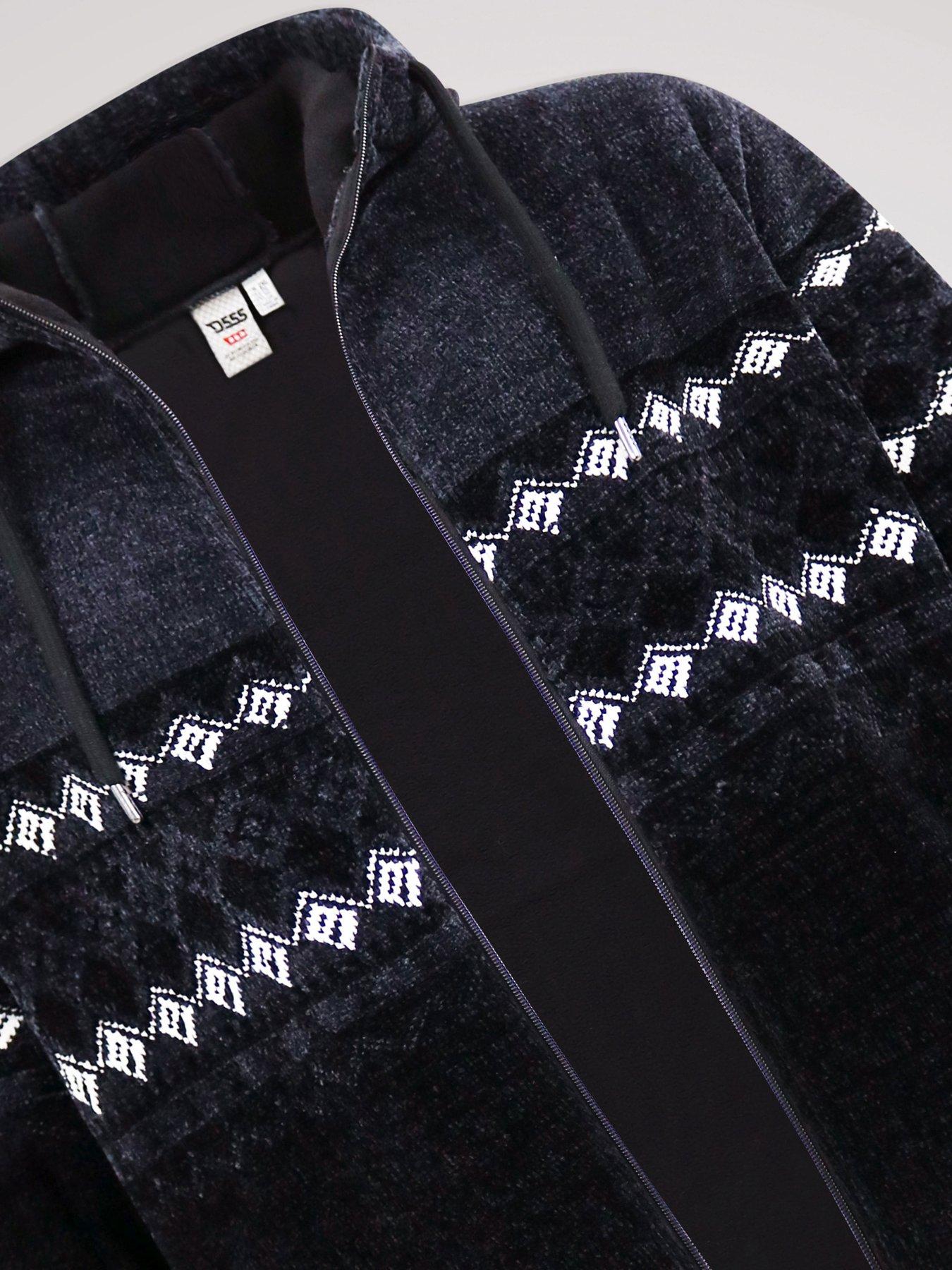 Image 6 of 7 of D555 Mens Big &amp; Tall Chenille Sherpa Lined Hooded Hoodie - Black