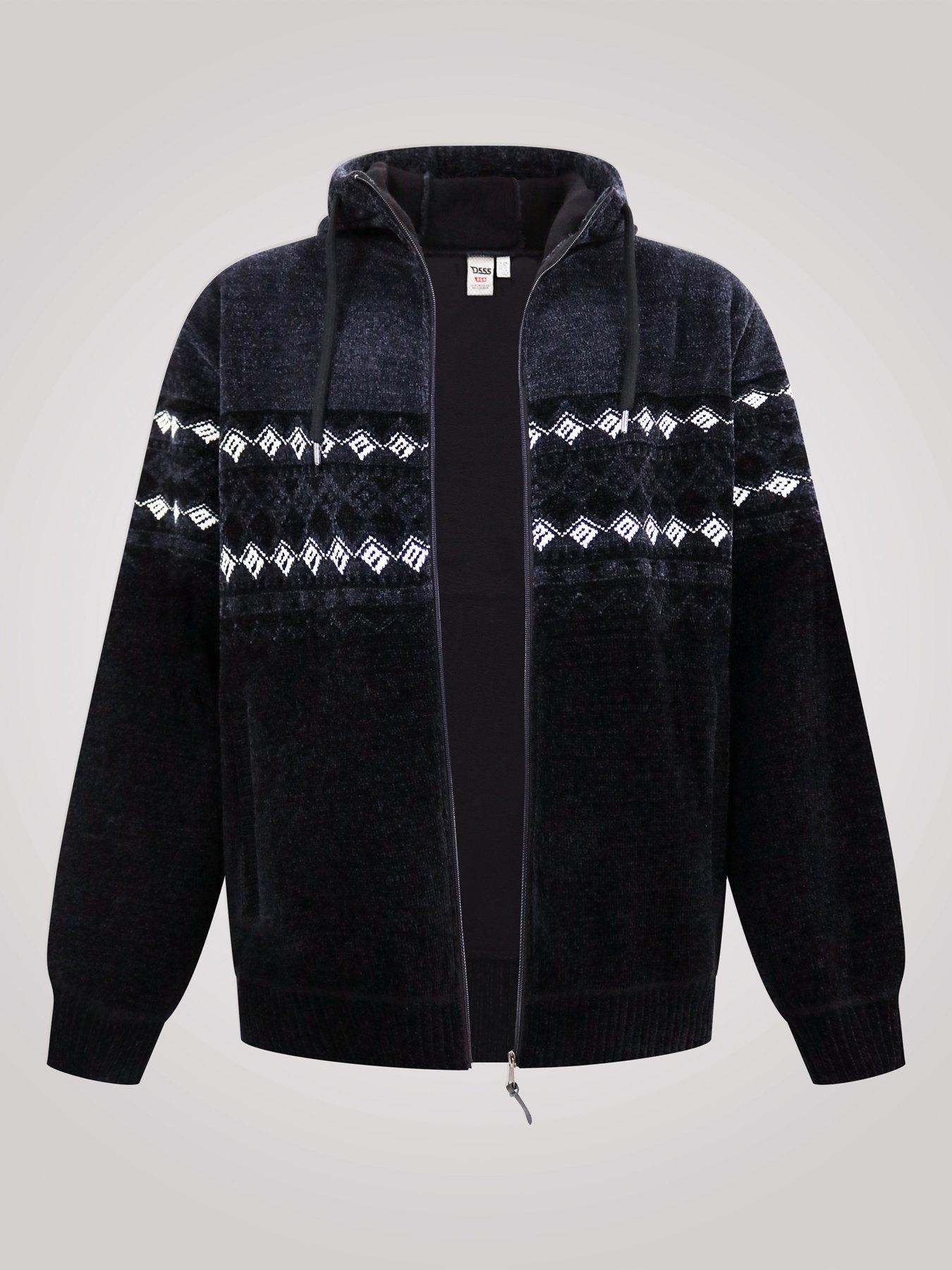 Image 7 of 7 of D555 Mens Big &amp; Tall Chenille Sherpa Lined Hooded Hoodie - Black