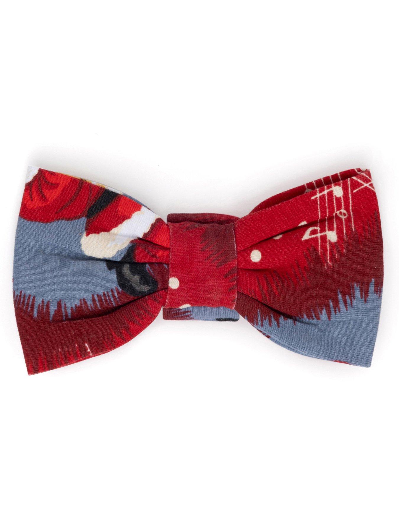 Image 2 of 4 of CHELSEA PEERS Pets Musical Santa&rsquo;s Songbook Print Christmas Bow Tie - Red